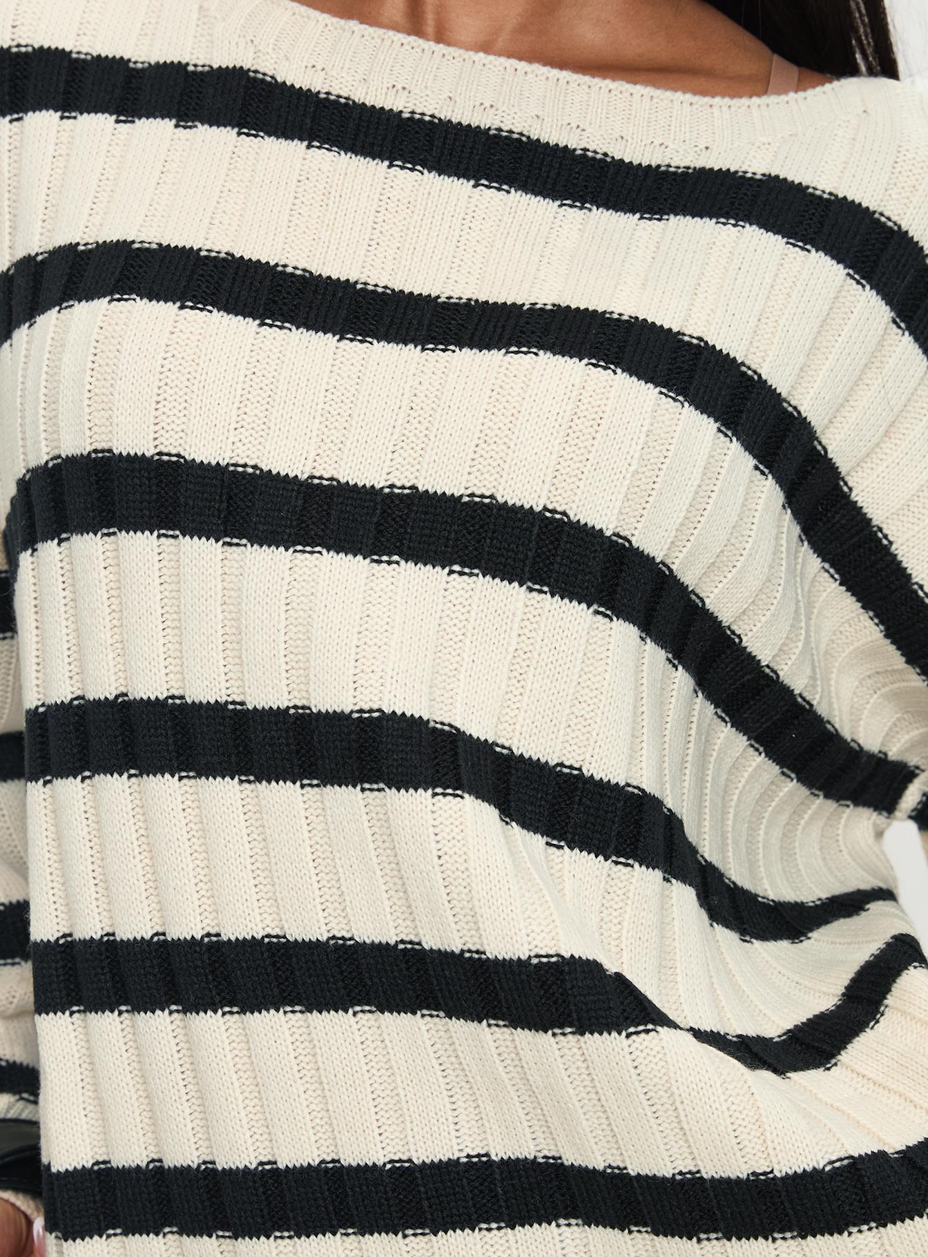 Elenita Wide Neck Knit Sweater Black / White、mySite、solidvoid
