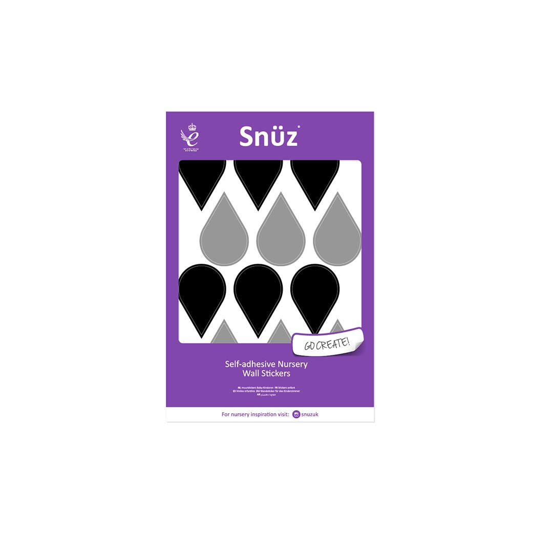  Snuz Nursery Wall Stickers - Black/Grey Raindrops、mySite、merchandisen