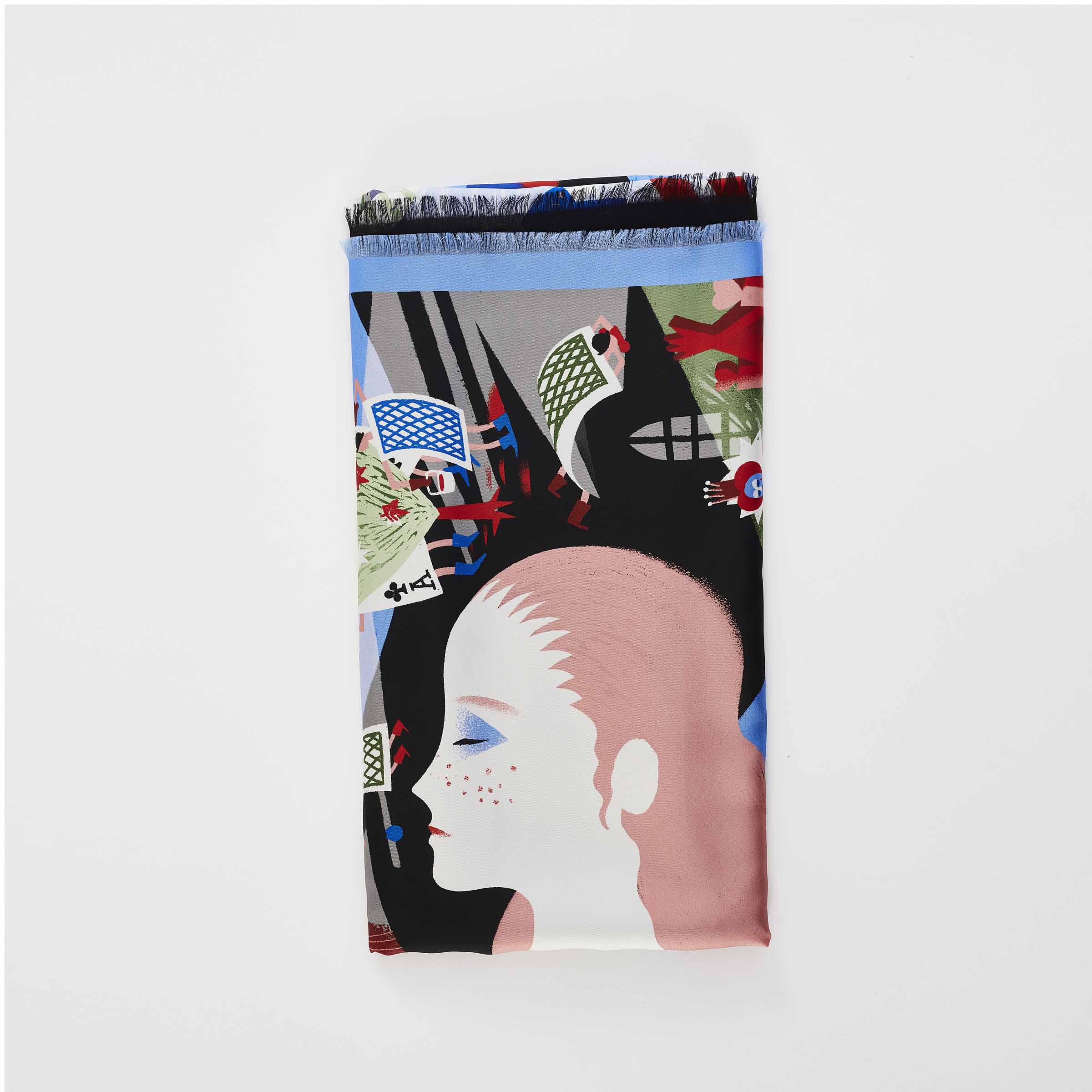 Silk and Cashmere Stole ALICE NEL PAESE DELLE MERAVIGLIE by Marco Brancato for Orequo、mySite、neckold