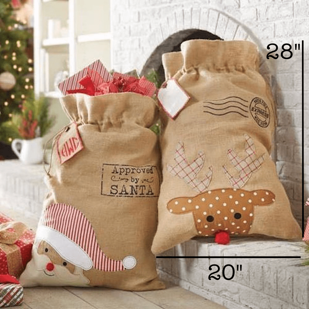 Country Christmas Lrg Gift Sack with Drawstring Santa Sack | 28” x 20”、mySite、g9winljtr