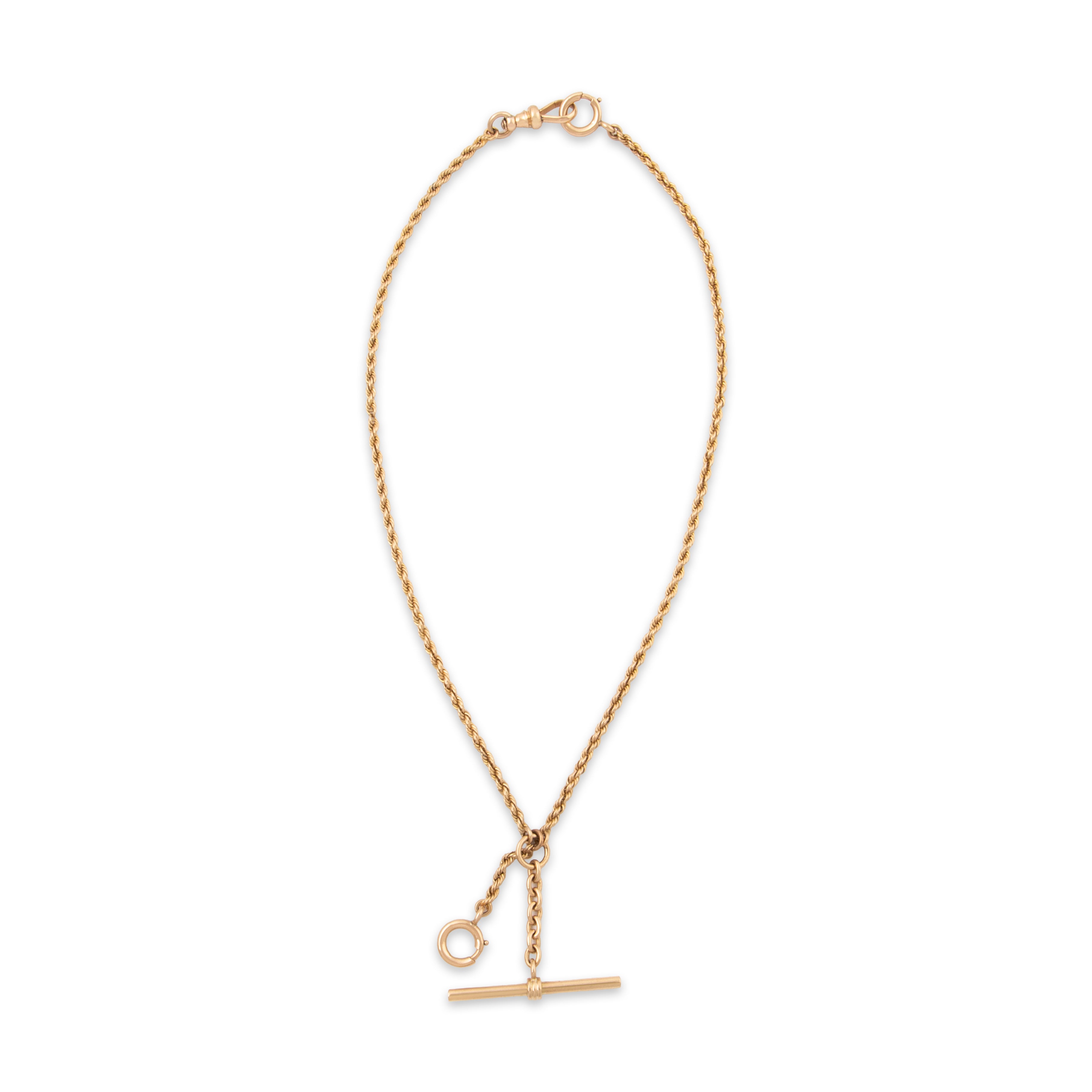 Antique 14k Rosy Yellow Gold Watch Fob Rope Chain Charm Holder Necklace 15.75、mySite、hinf8tx79