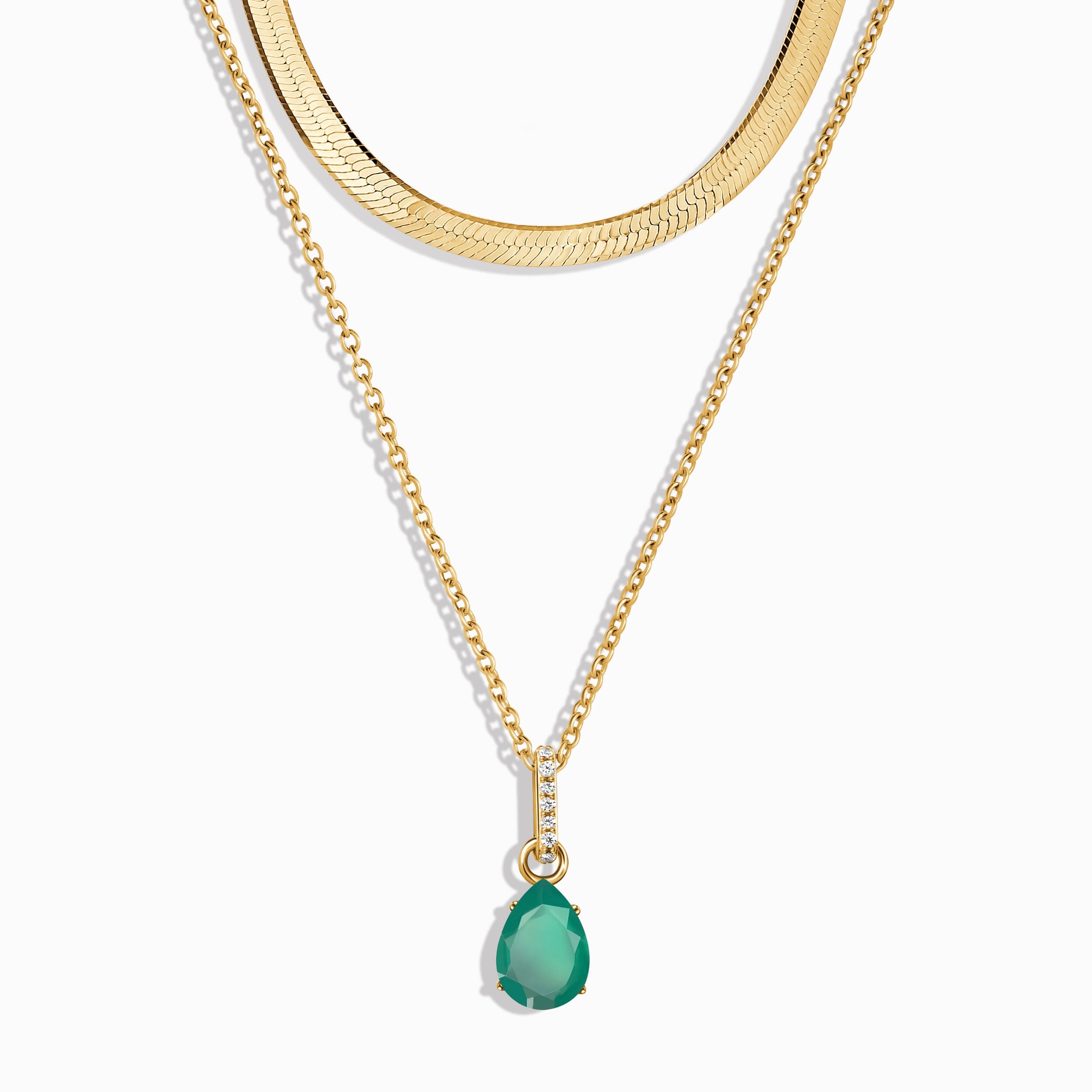 Green Onyx Birthstone Sway Necklace & Herringbone Chain、mySite、hinf8tx79