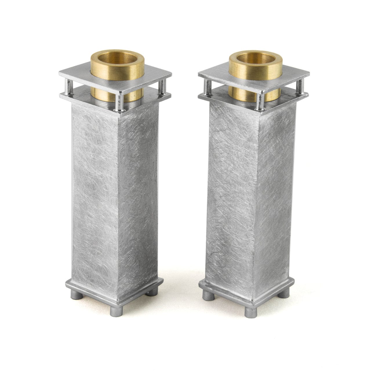 Commemorative Shabbat Candle Holders with Brass Tray by Joy Stember - (Choice of Pattern)、mySite、topwebapps