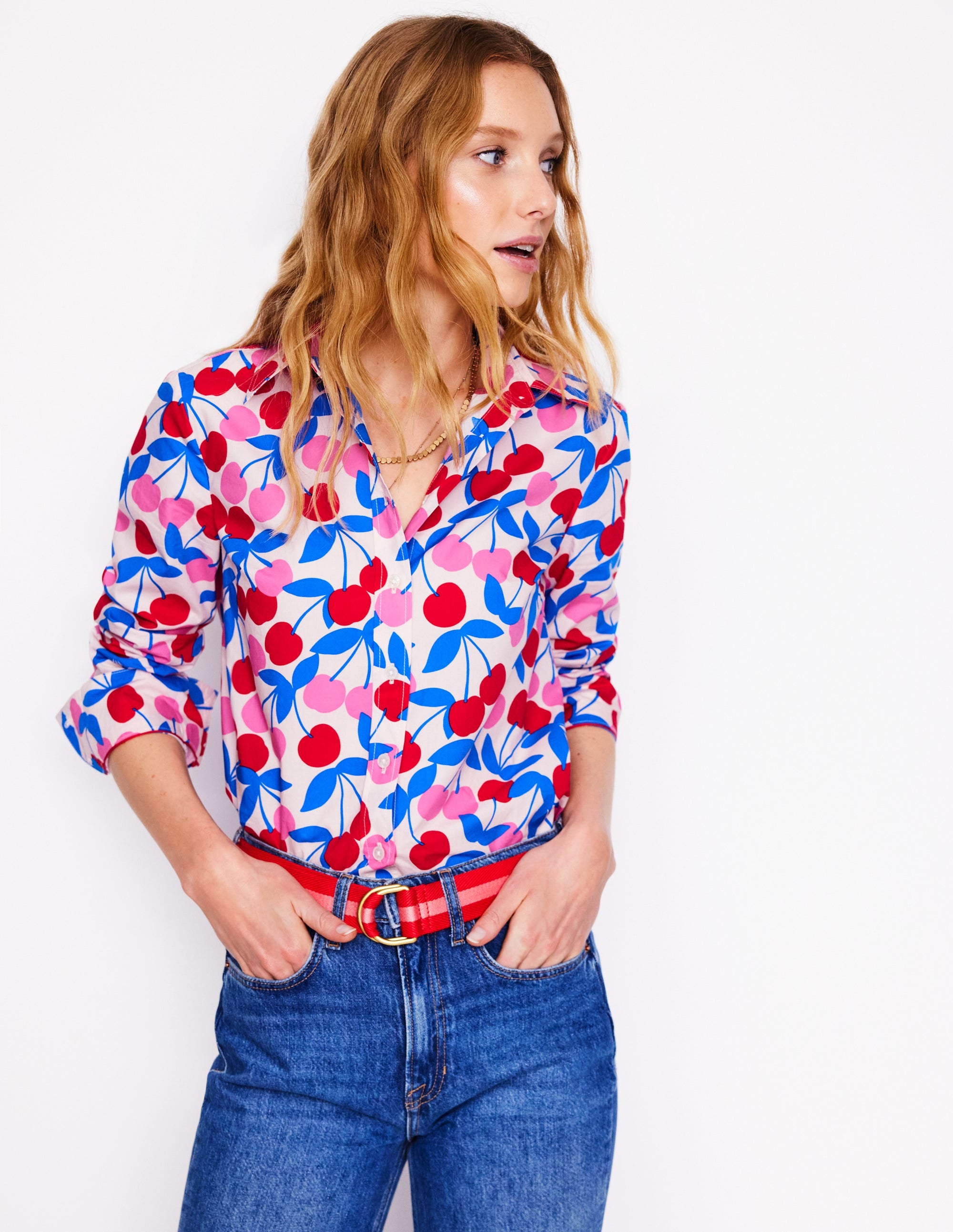  Sienna Cotton Shirt-Chalk Pink, Cherry Cascade、mySite、ashleygrahame