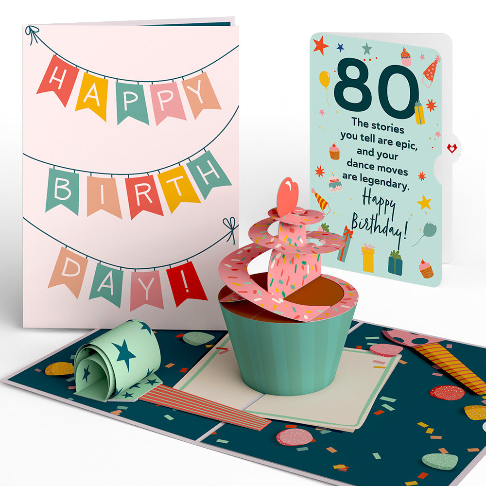 80th Birthday Cupcake Pop-Up Card and Sentiment Set、mySite、solidvoid