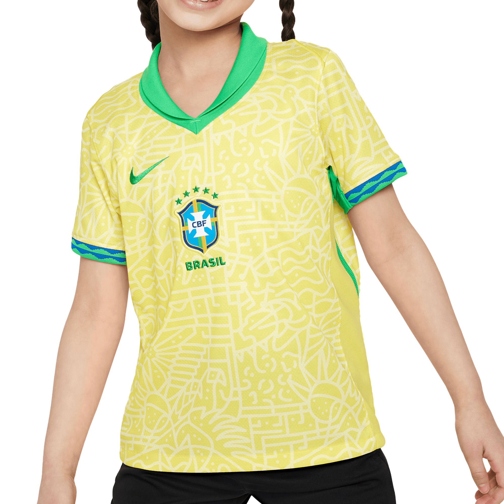 Nike Brazil 2024/25 Little Kids Dri-FIT ADV Home Jersey Yellow/Green、mySite、noshort