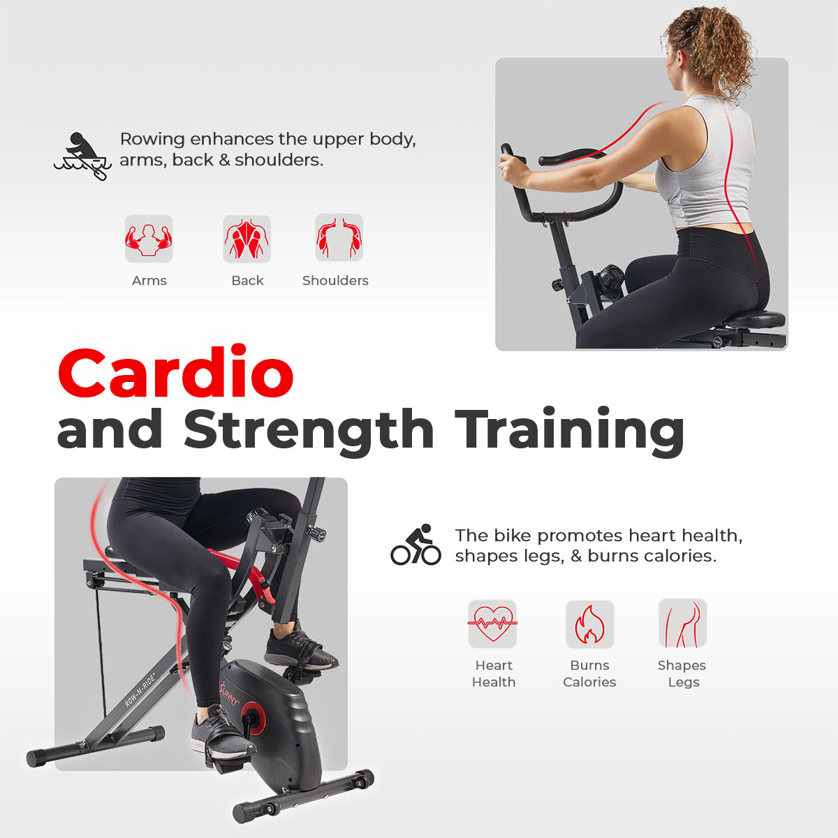  Smart 2 in 1 Upright Row-N-Ride® Squat Assist Trainer Machine and Exercise Bike、mySite、ghnorth