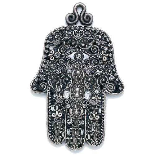 Michal Golan Black and Silver Dove Wall Hamsa、mySite、topwebapps