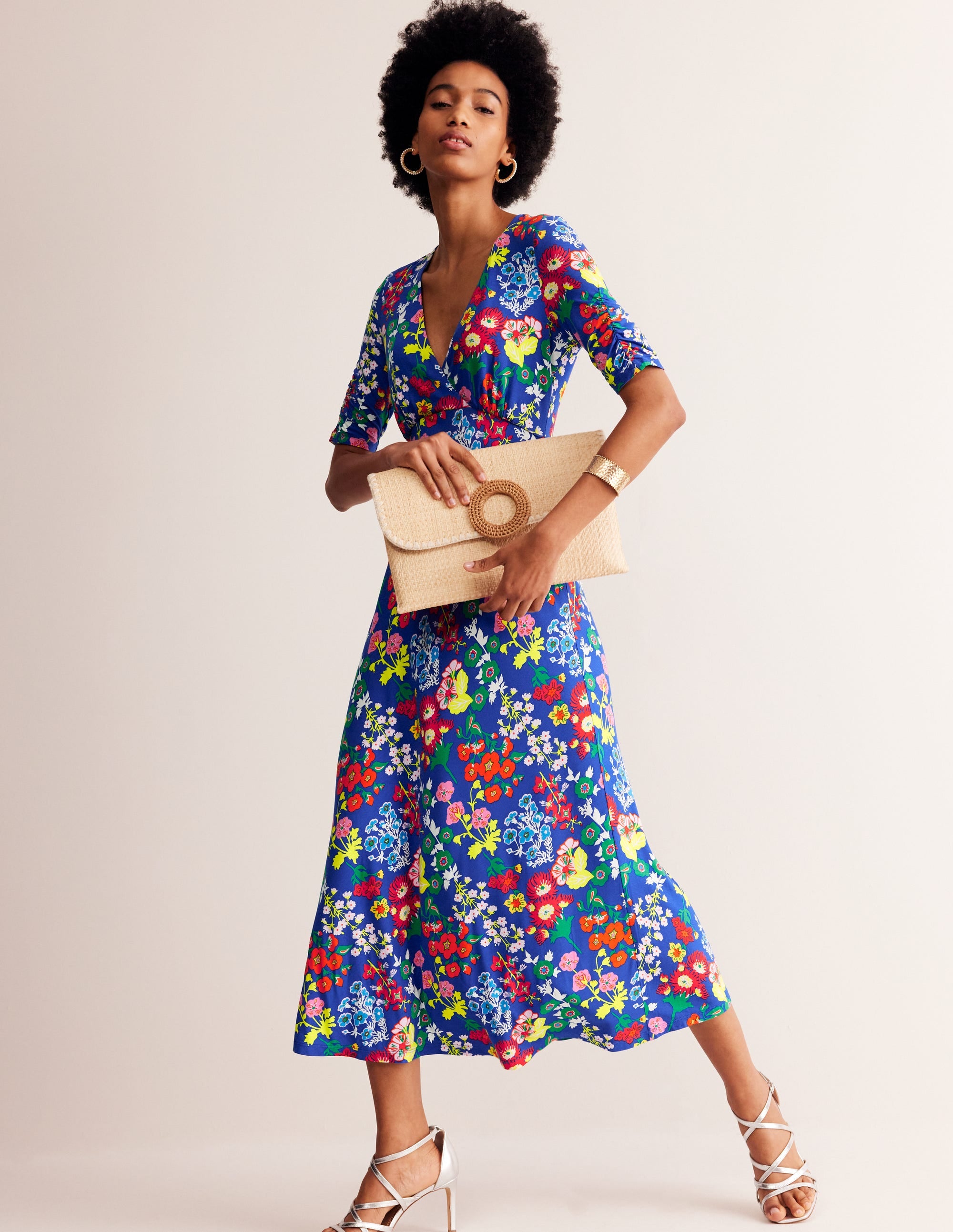  Rebecca Jersey Midi Tea Dress-Blue, Wildflower Cluster、mySite、ashleygrahame