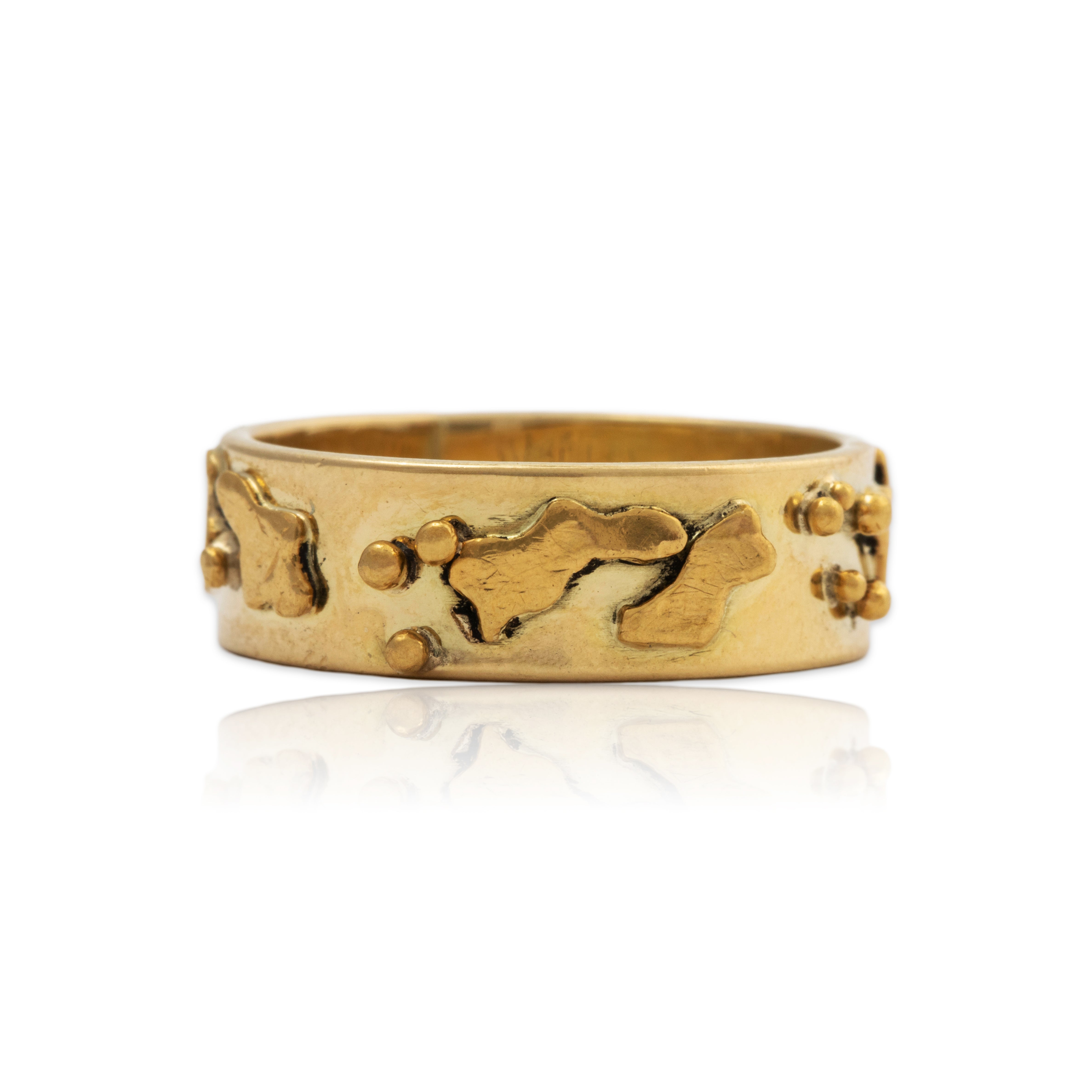 Vintage 18 & 24k Yellow Gold Abstract Applied Adornment Band Ring 5.5、mySite、hinf8tx79