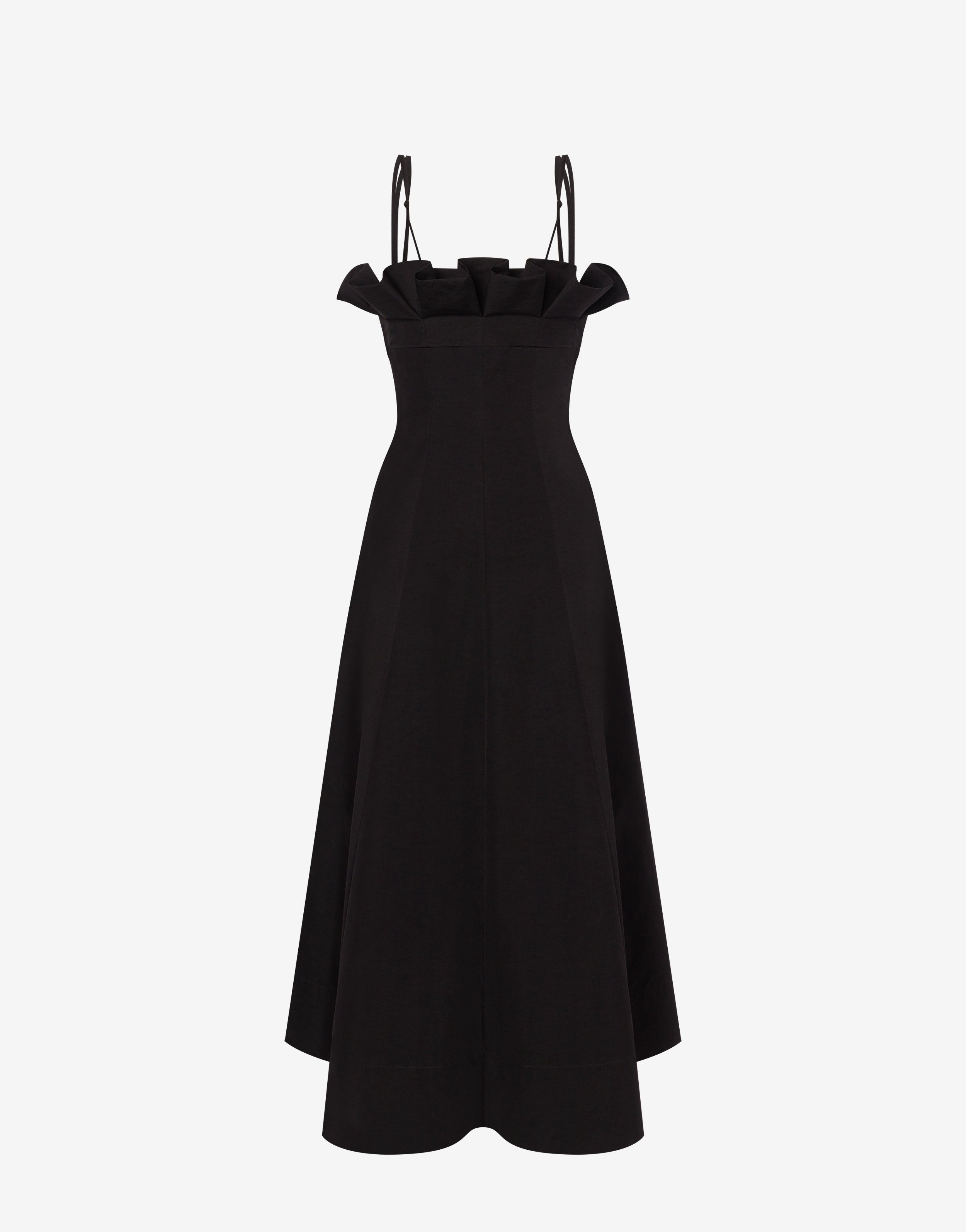 Abito longuette in cotone tecnico con ruches、mySite、aoinhome