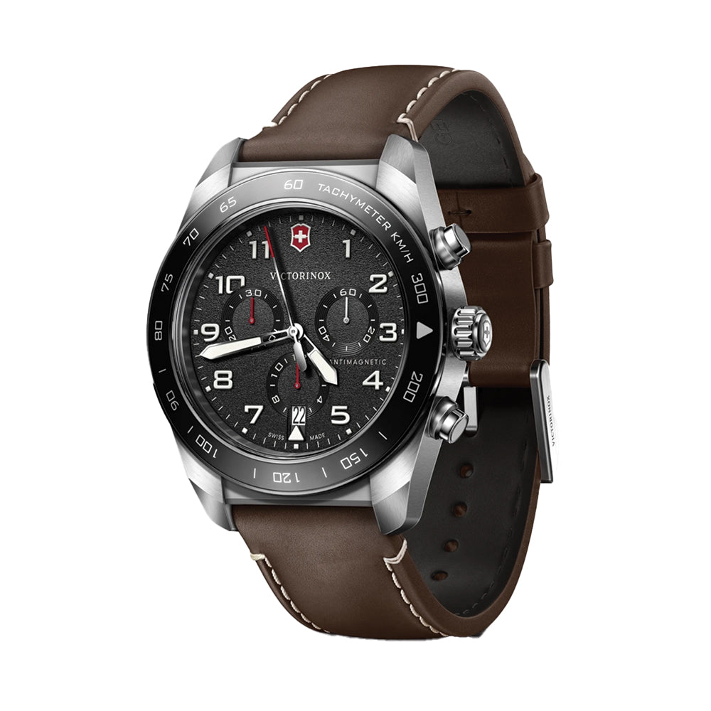 Swiss Army Chrono Quartz 42mm - Black on Brown Leather Strap、mySite、botmansion