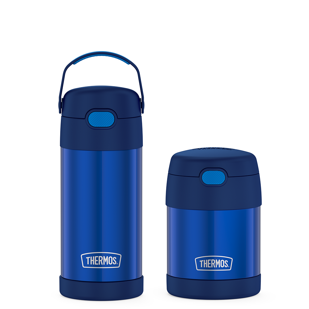 12oz FUNtainer Water Bottle & 10oz Food Jar Bundle - Navy、mySite、noshort