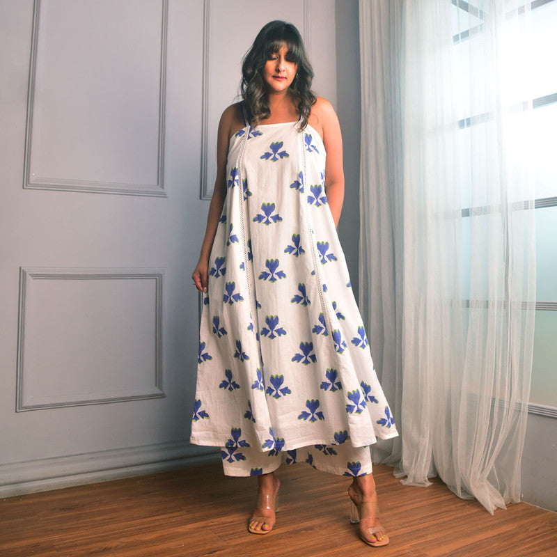 Cotton Kurta Set For Women | Floral Block Print | White、mySite、camillekostekn