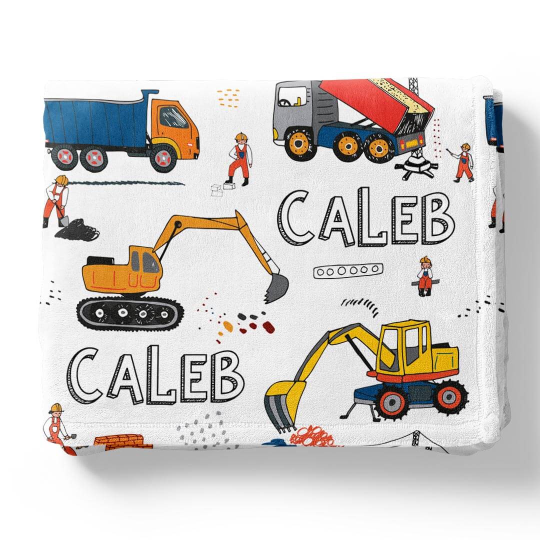  Construction Trucks Personalized Toddler Blanket、mySite、layawaytickets