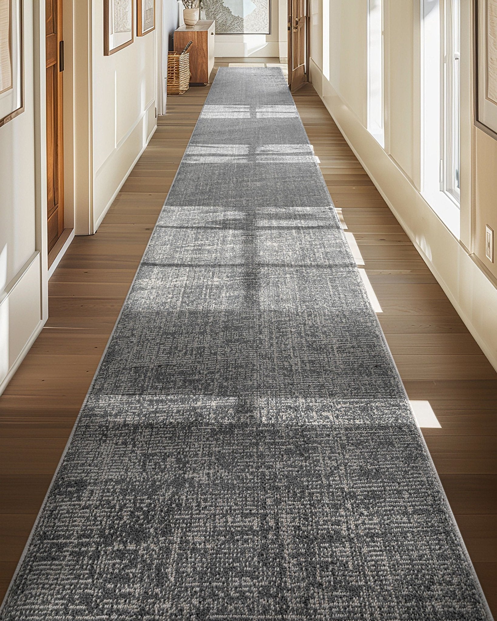 Custom Size Hallway & Stair Runner - Como Ivory Grey Choose Your Width x Choose Your Runner Length- Made to Order Runner - Ultra-Soft, Tweed Tonal Colors - Looped Pile、mySite、gigharbornorthrealestate