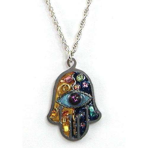 Seeka Blue and Gold Hamsa Necklace with Evil Eye、mySite、topwebapps