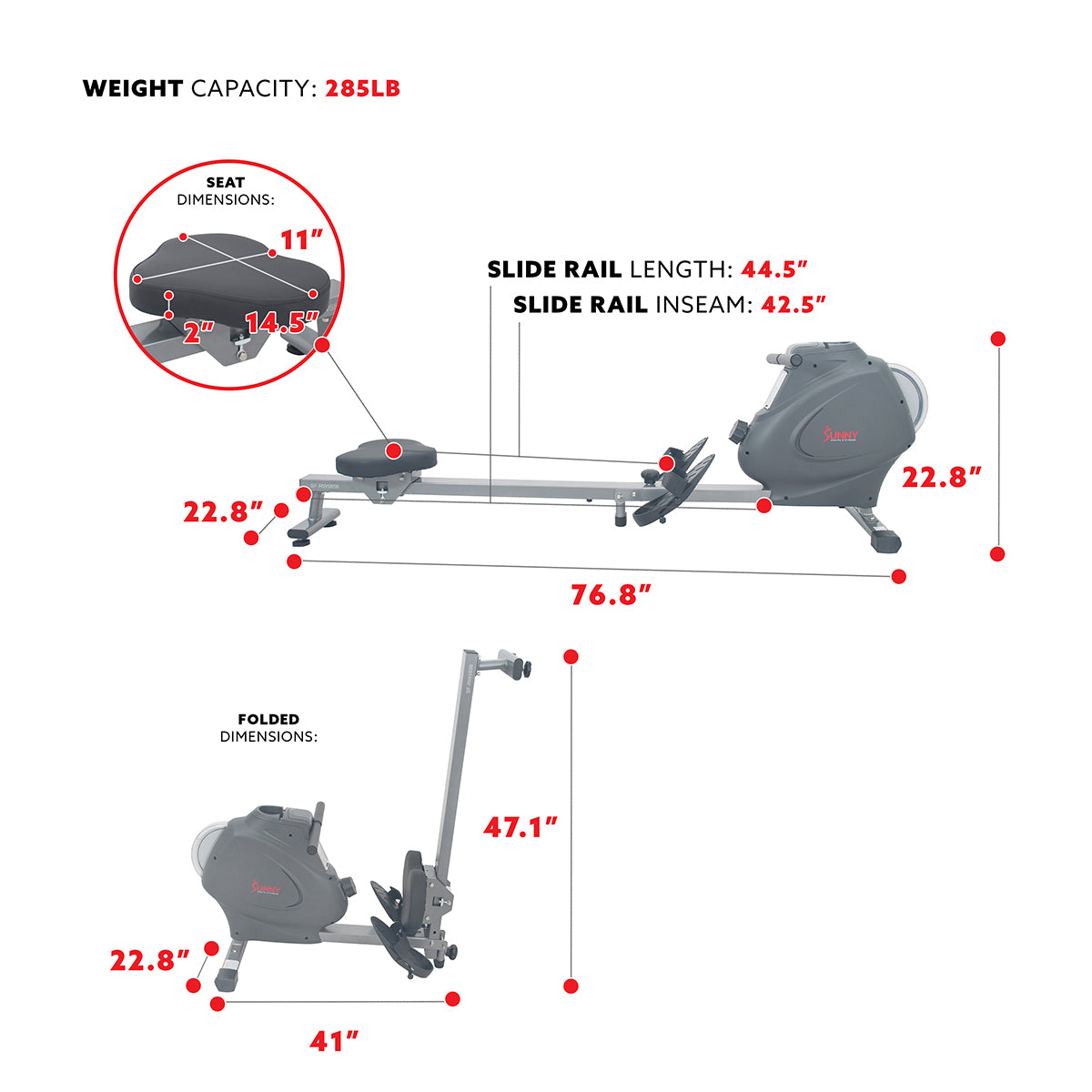  Rowing Machine Magnetic Rower, LCD Monitor w/ Device Holder、mySite、ghnorth