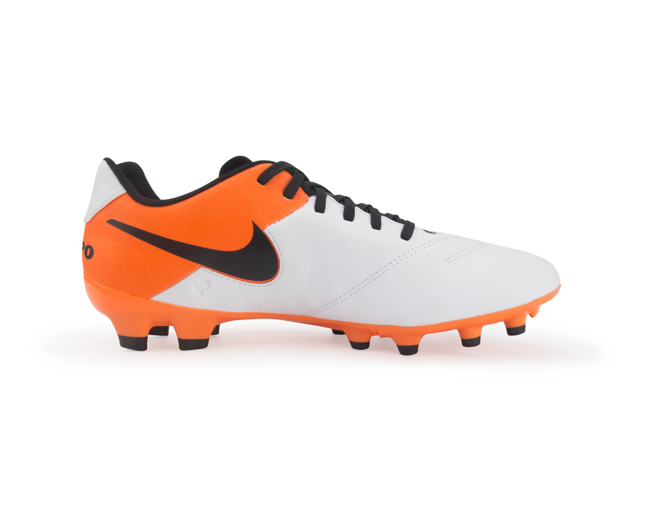 Nike Men's Tiempo Genio Leather FG White/Black/Total Orange、mySite、noshort