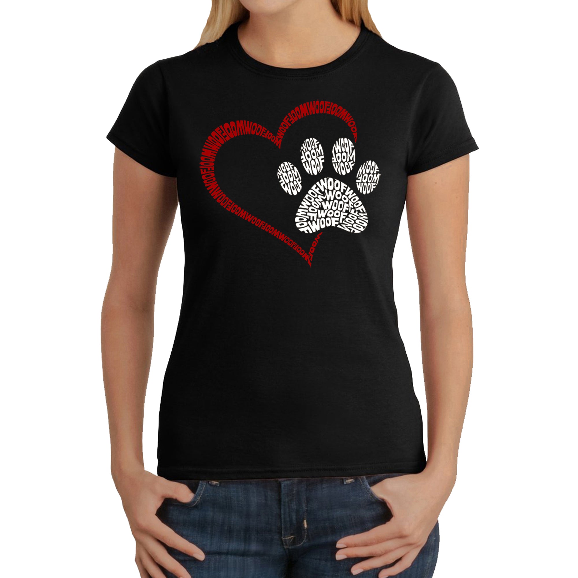 Paw Heart - Women's Word Art T-Shirt、mySite、camillekostekn