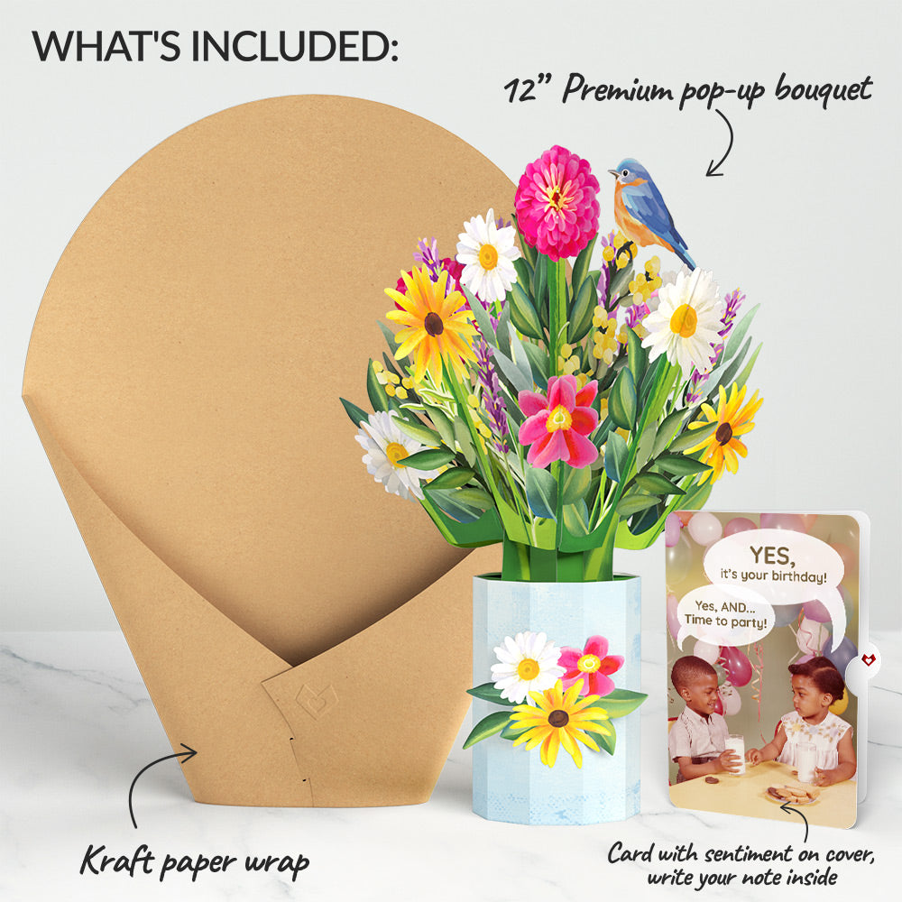 Black-Eyed Susan Birthday Bouquet and Time to Party Sentiment Set、mySite、solidvoid