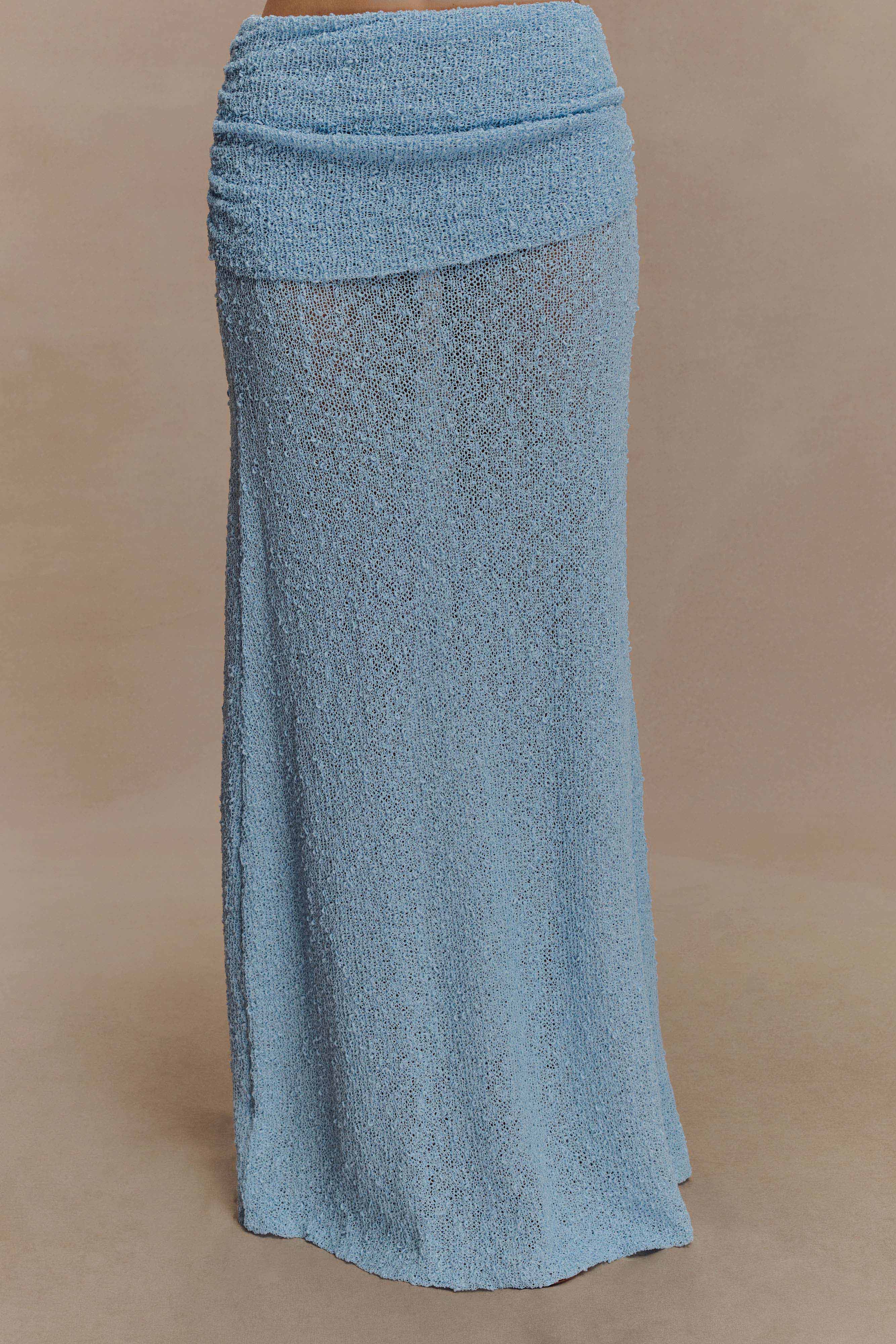 Petra Ruched Knit Maxi Skirt - Light Blue、mySite、solidvoid