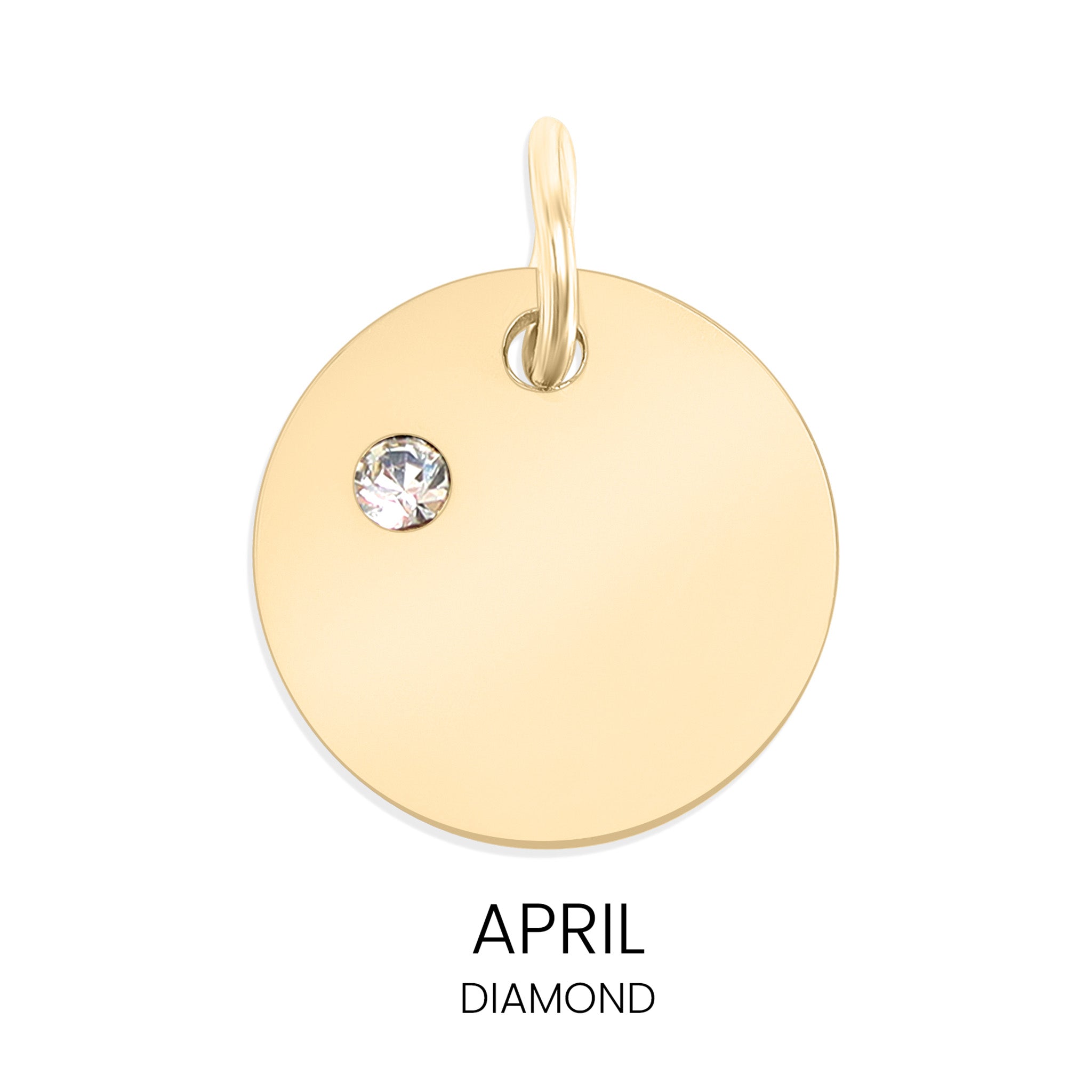 18K Gold PVD Stainless Steel CZ Birthstone Blank Circle Charm / SBB0320、mySite、dreamappss