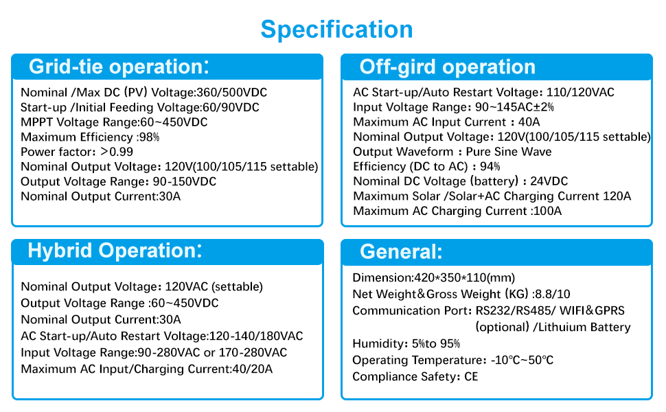 3000VA hybrid inverter锛�solar power inverter with MPPT锛�pure sine wave power inverter锛�Xijia inverter