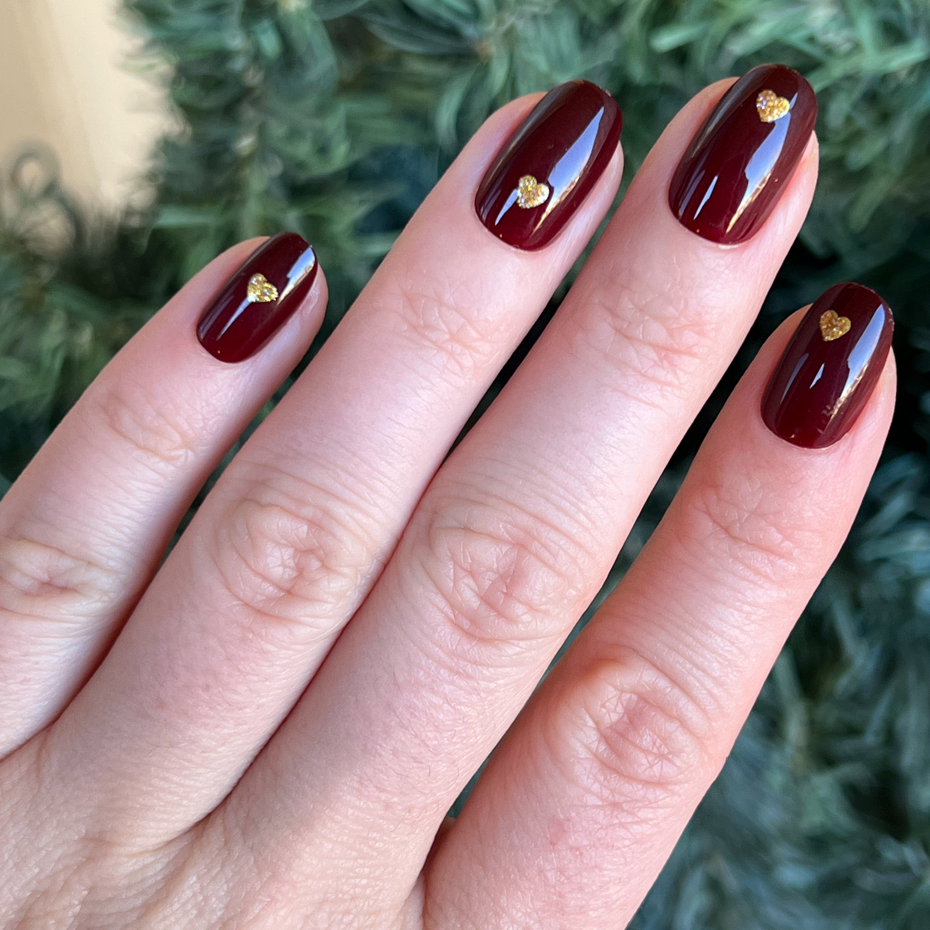 Gold Vampy Heart - Press-On | Short | Round、mySite、solidvoid