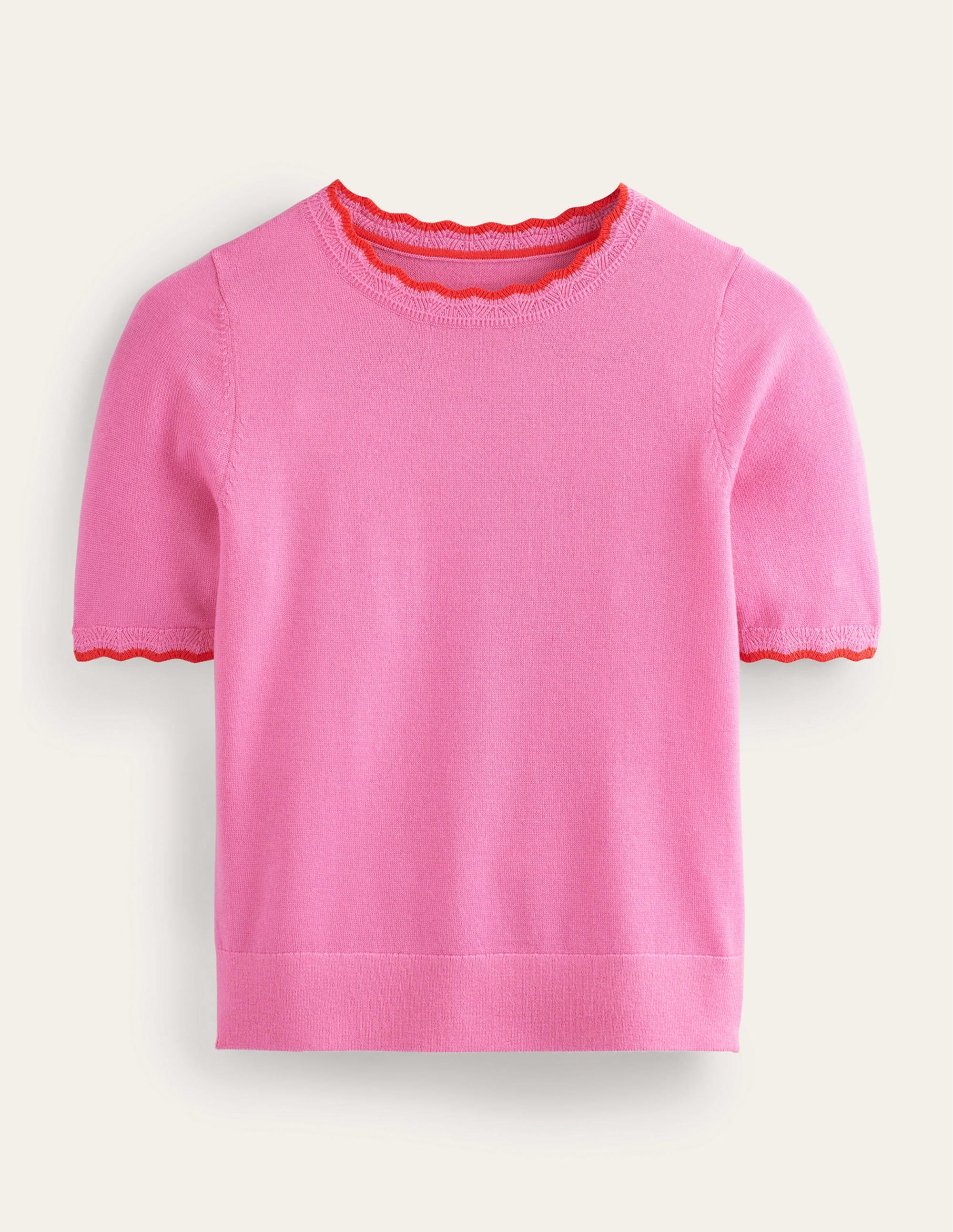  Merino Scalloped T-shirt-Mid Pink、mySite、ashleygrahame