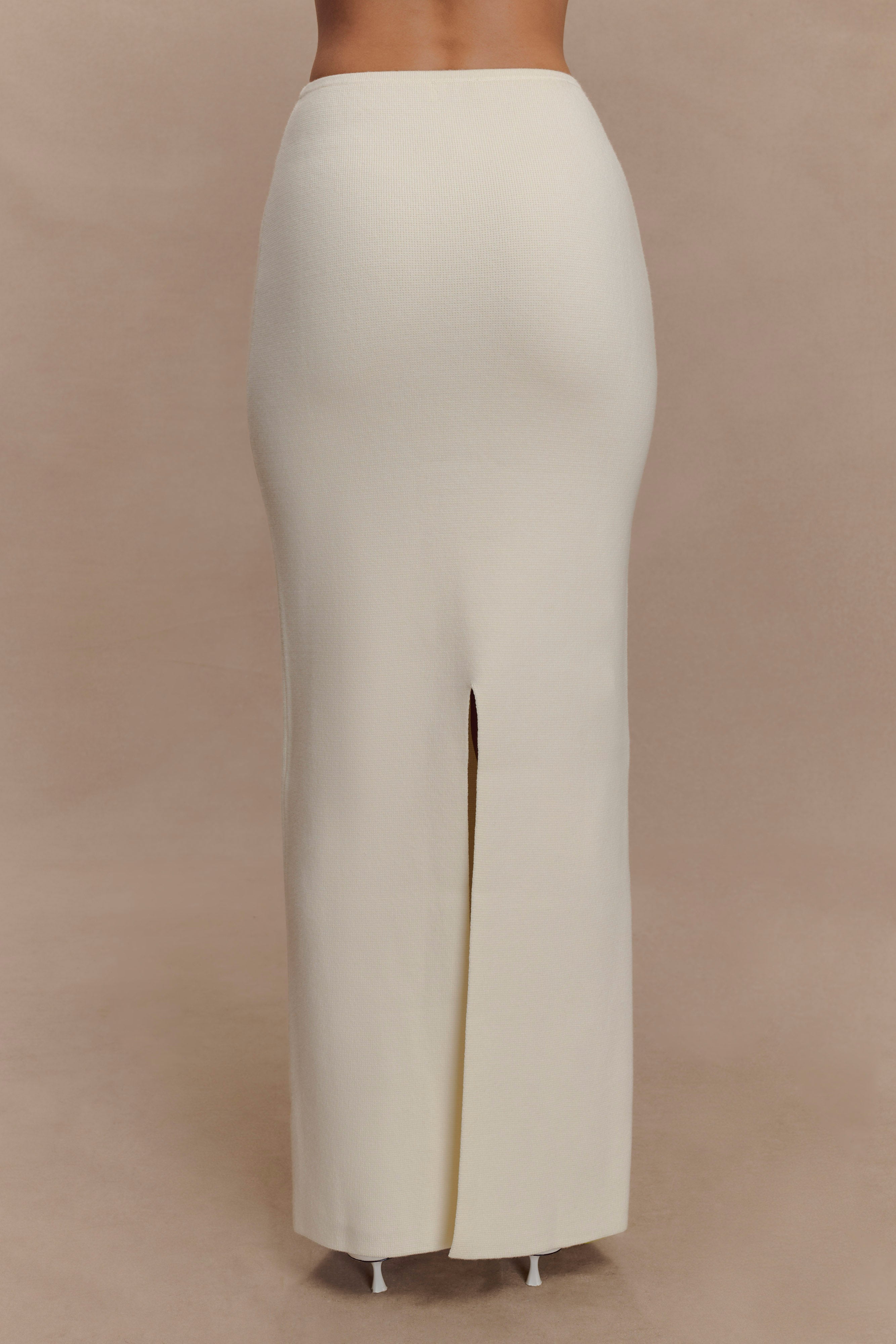 Kyle Knit Maxi Skirt - Ivory、mySite、solidvoid