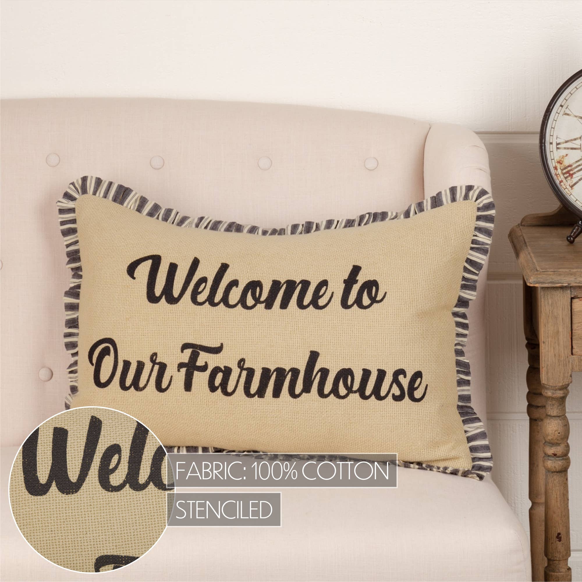 Welcome to Our Farmhouse Pillow 14x22 VHC Brands - Ashmont Burlap Vintage、mySite、g9winljtr