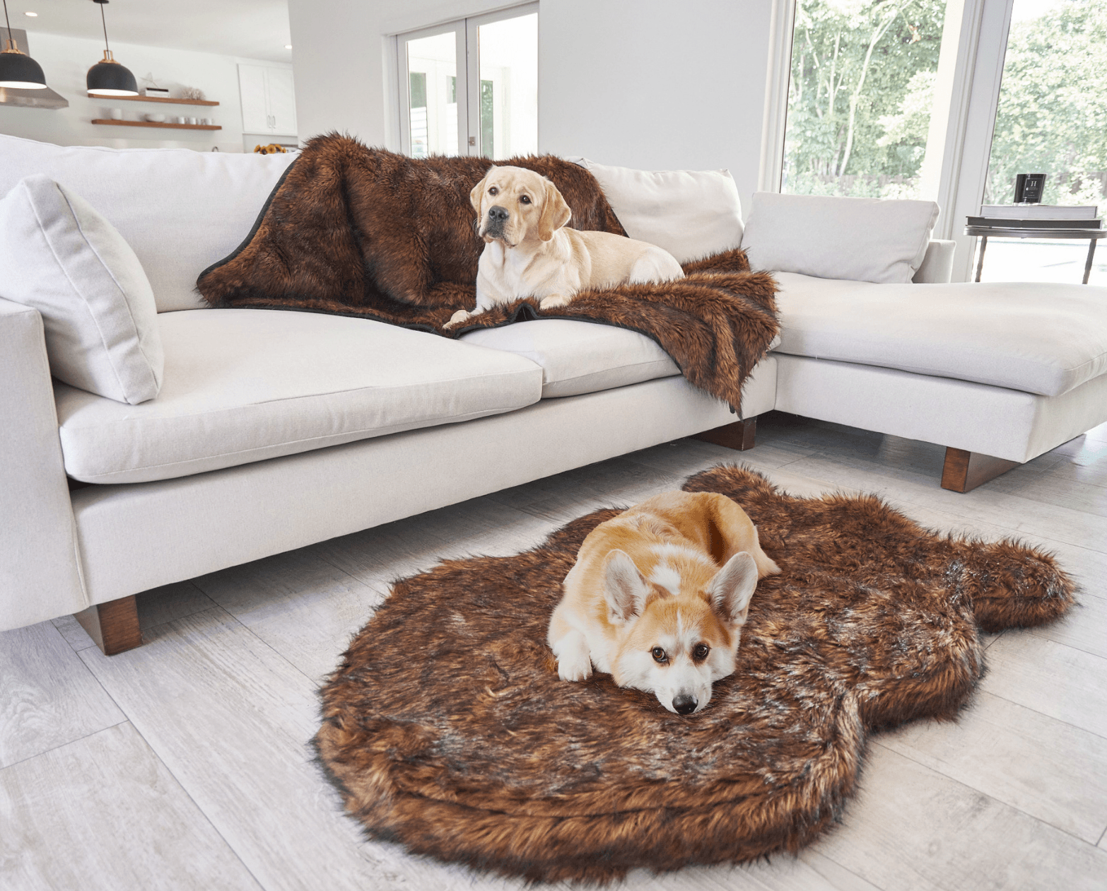PupRug™ Orthopedic Bed + Matching Waterproof Blanket Bundle - Brown、mySite、solidvoid