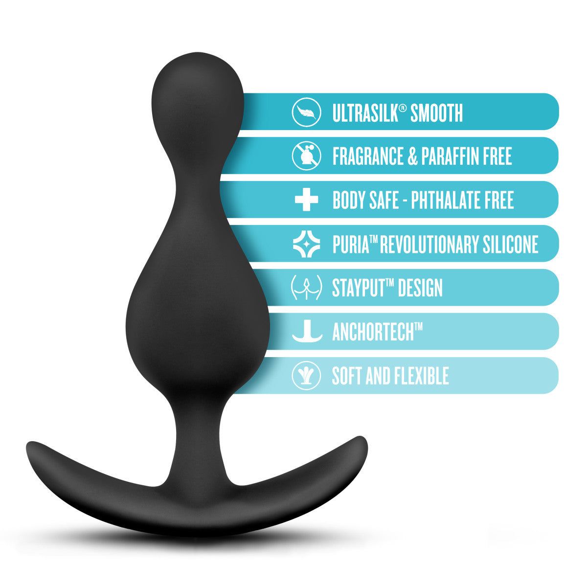 Anal Adventures Platinum By Blush® | Wave Black 4.5-Inch Anal Plug、mySite、bottomscart