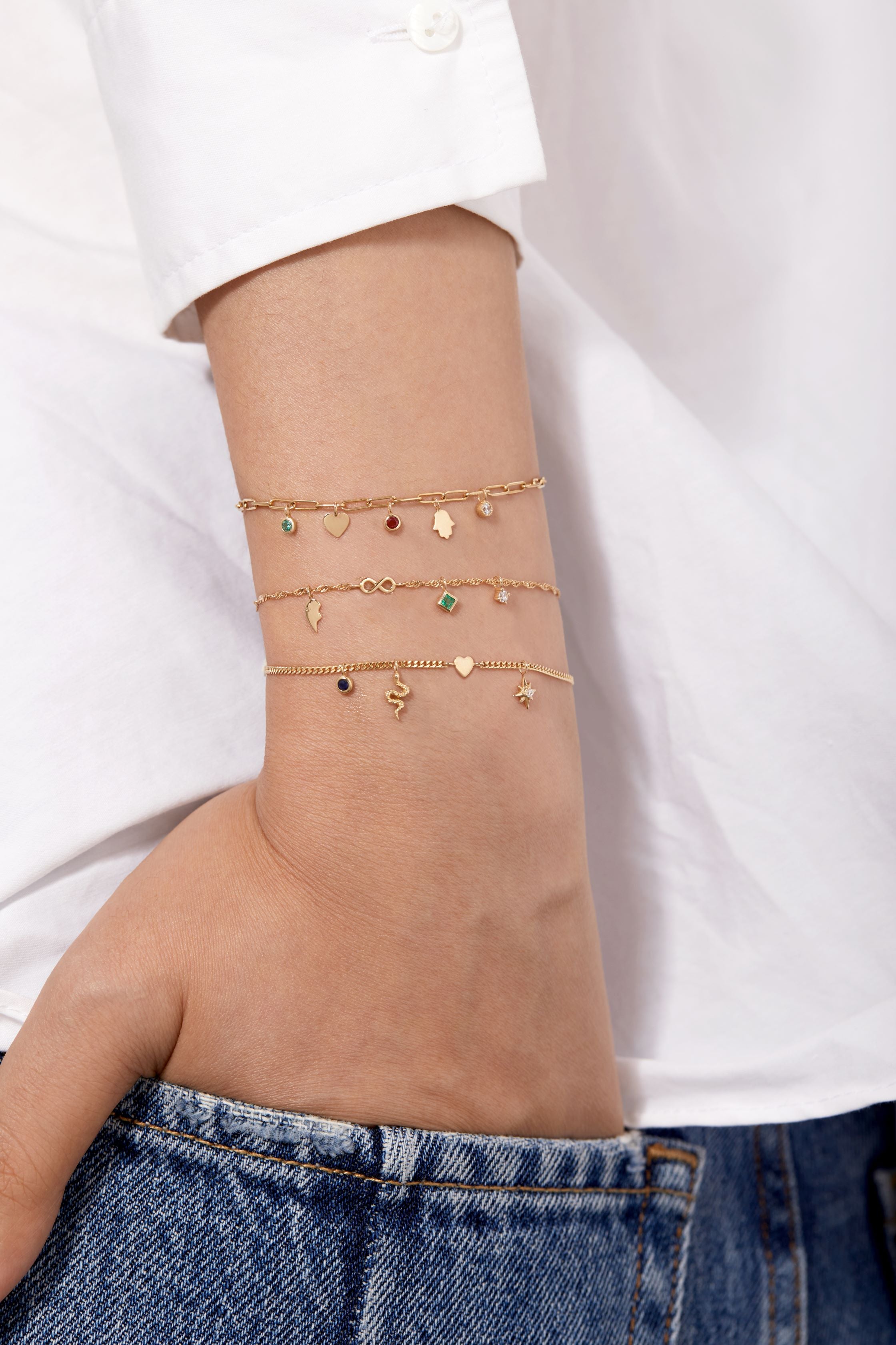 Permanent Jewelry 14K Solid Gold Hamsa Hand Charm / PMJ1015、mySite、dreamappss