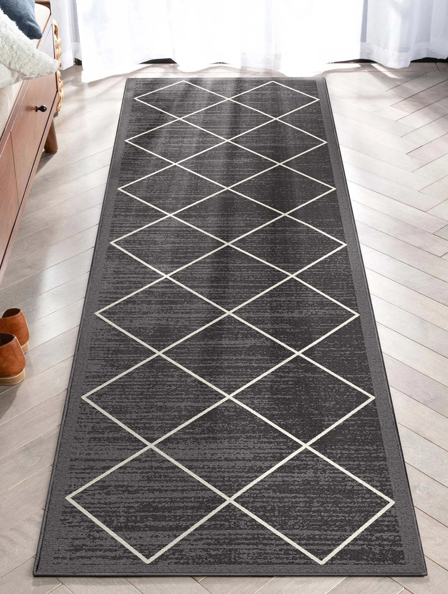 Clover Grey Modern Trellis Flat-Weave Cotton Backing Rug、mySite、gigharbornorthrealestate