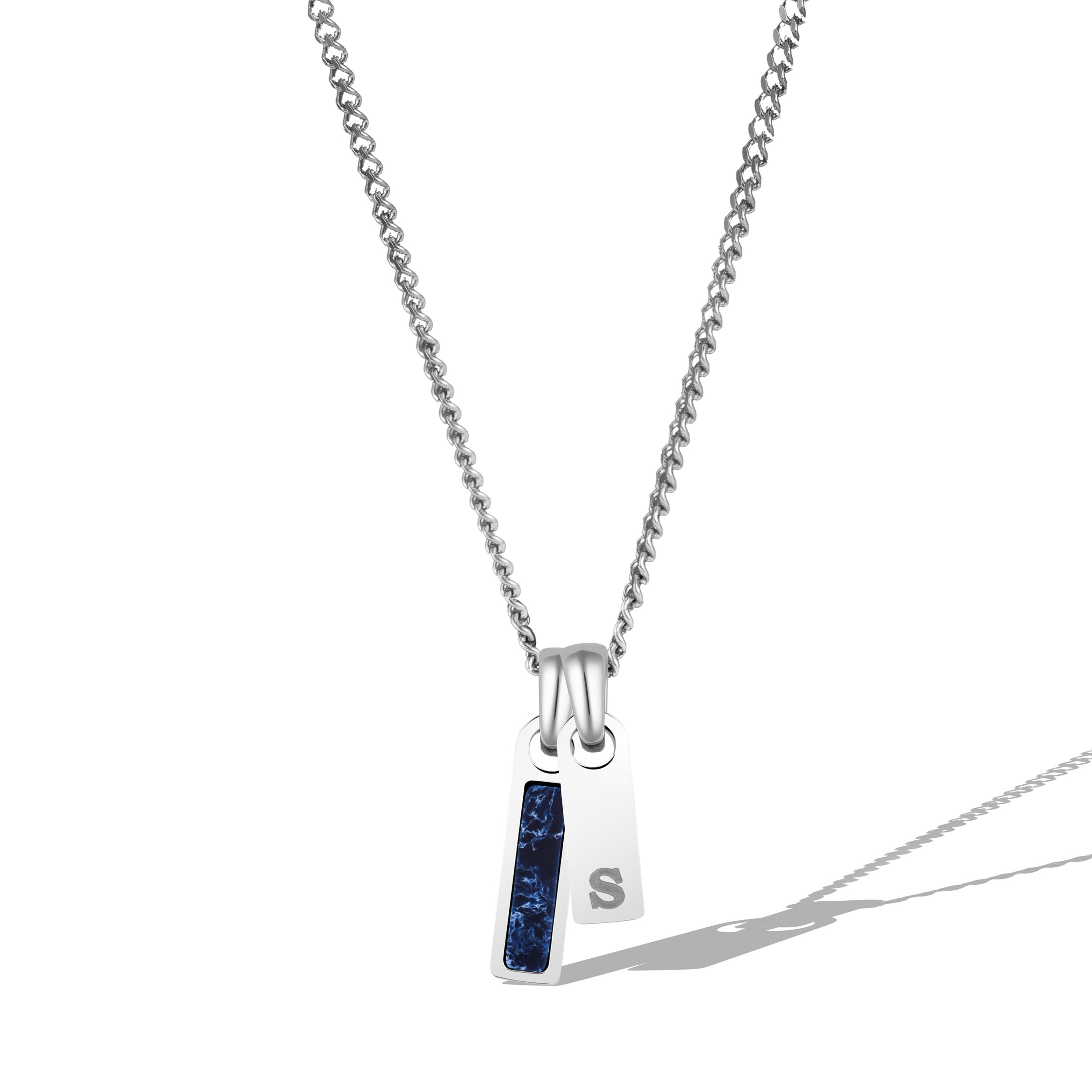 Birthstone & Initial Tag Necklace - Silver、mySite、botmansion