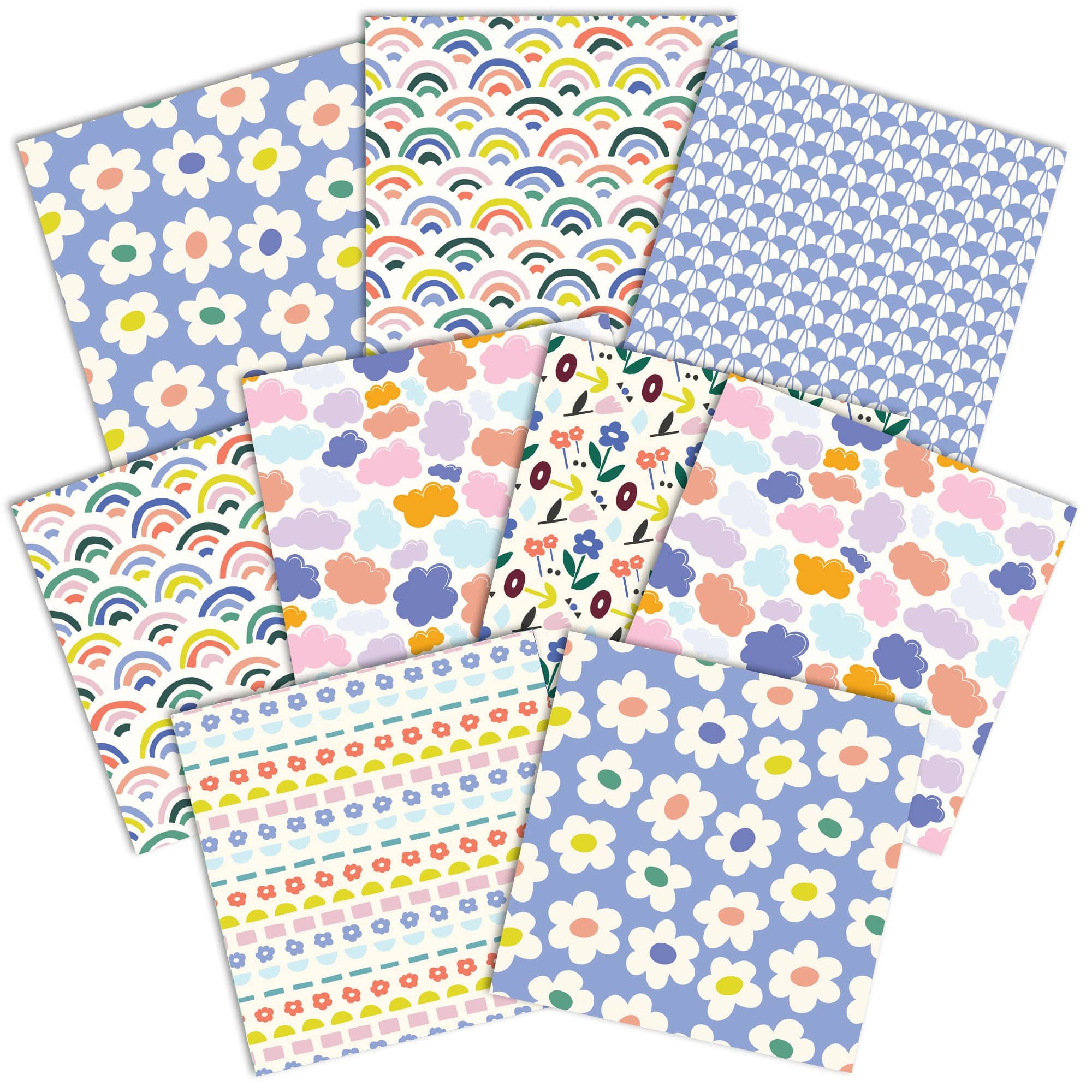 Rainbow & Clouds Pattern 12 x 12 Scrapbook Paper Set、mySite、ghnorth