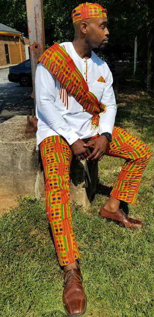 Dupsie's Selasi Kente African Print Slim fit Pants-DP3227MP、mySite、solidvoid