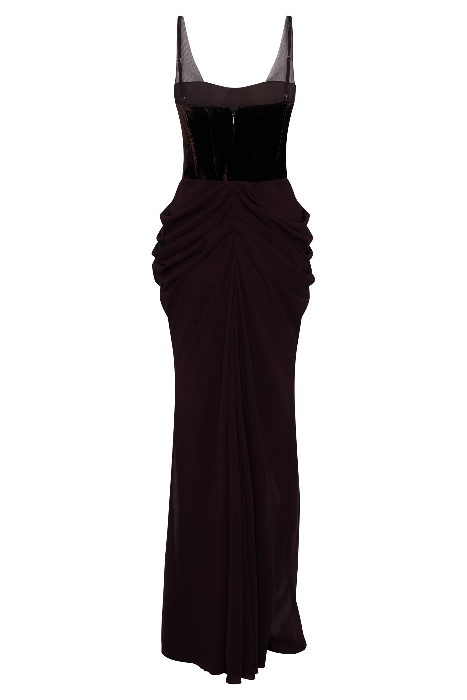 Roxanne Velvet Corset Maxi Dress - Cacao Brown、mySite、solidvoid