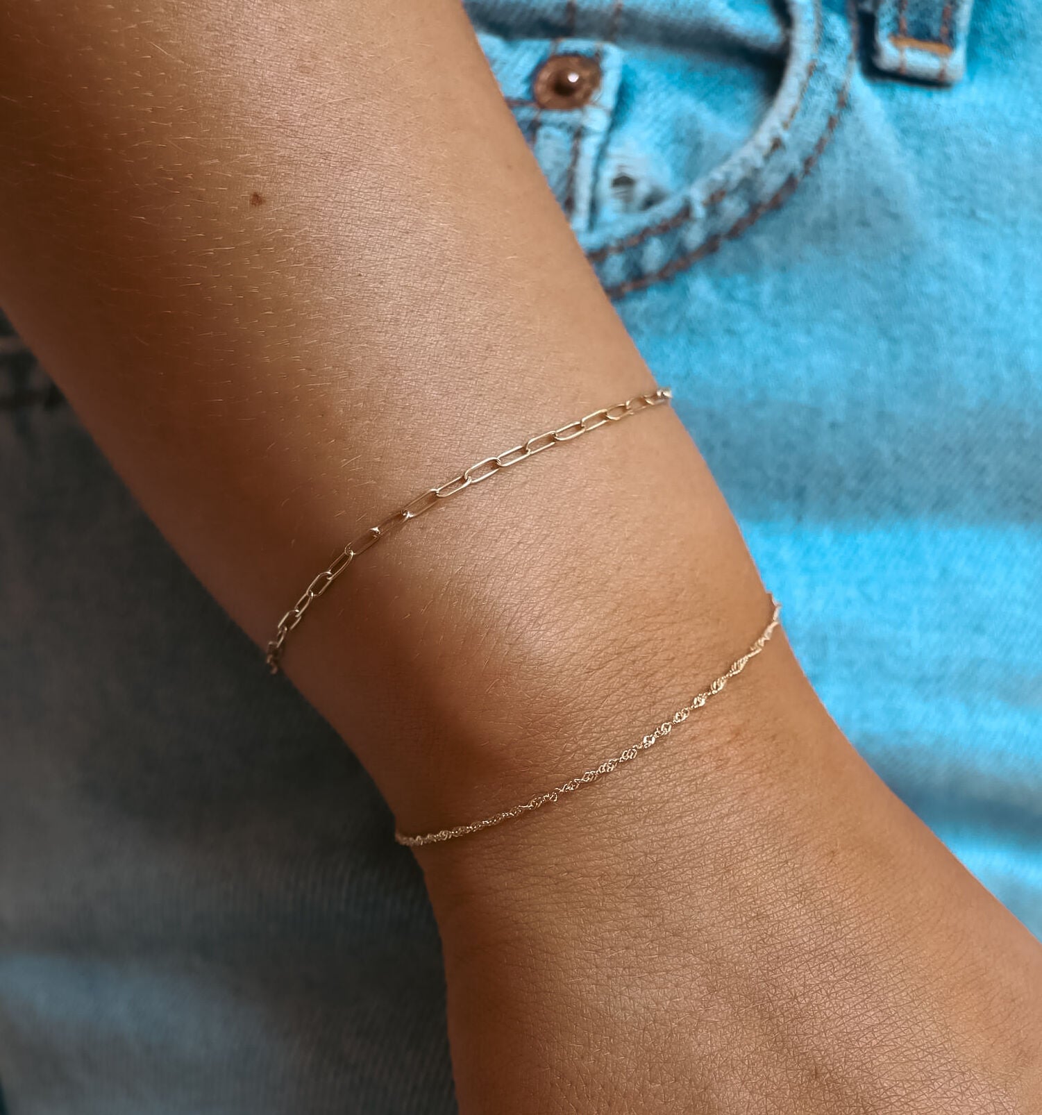 2.0 mm Fine Paperclip Chain 14K Solid Gold Permanent Jewelry Link - By the Inch / PMJ0014、mySite、dreamappss