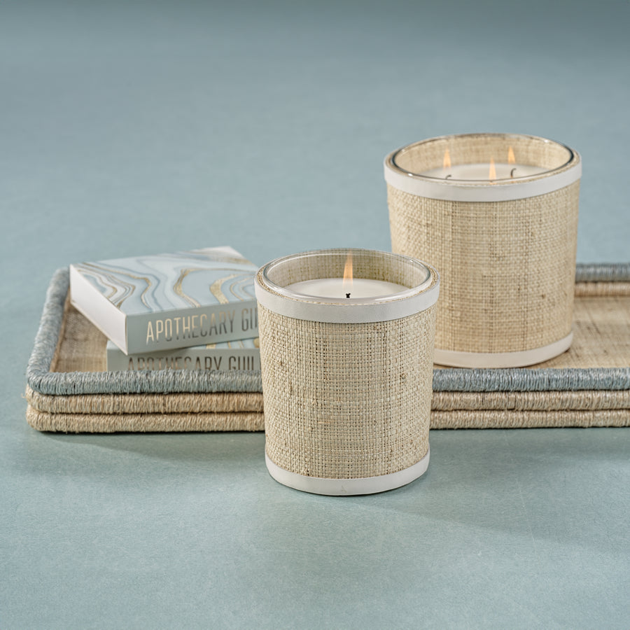  Candle in Natural Raffia Basket with Leather Trim、mySite、elrpsem3k