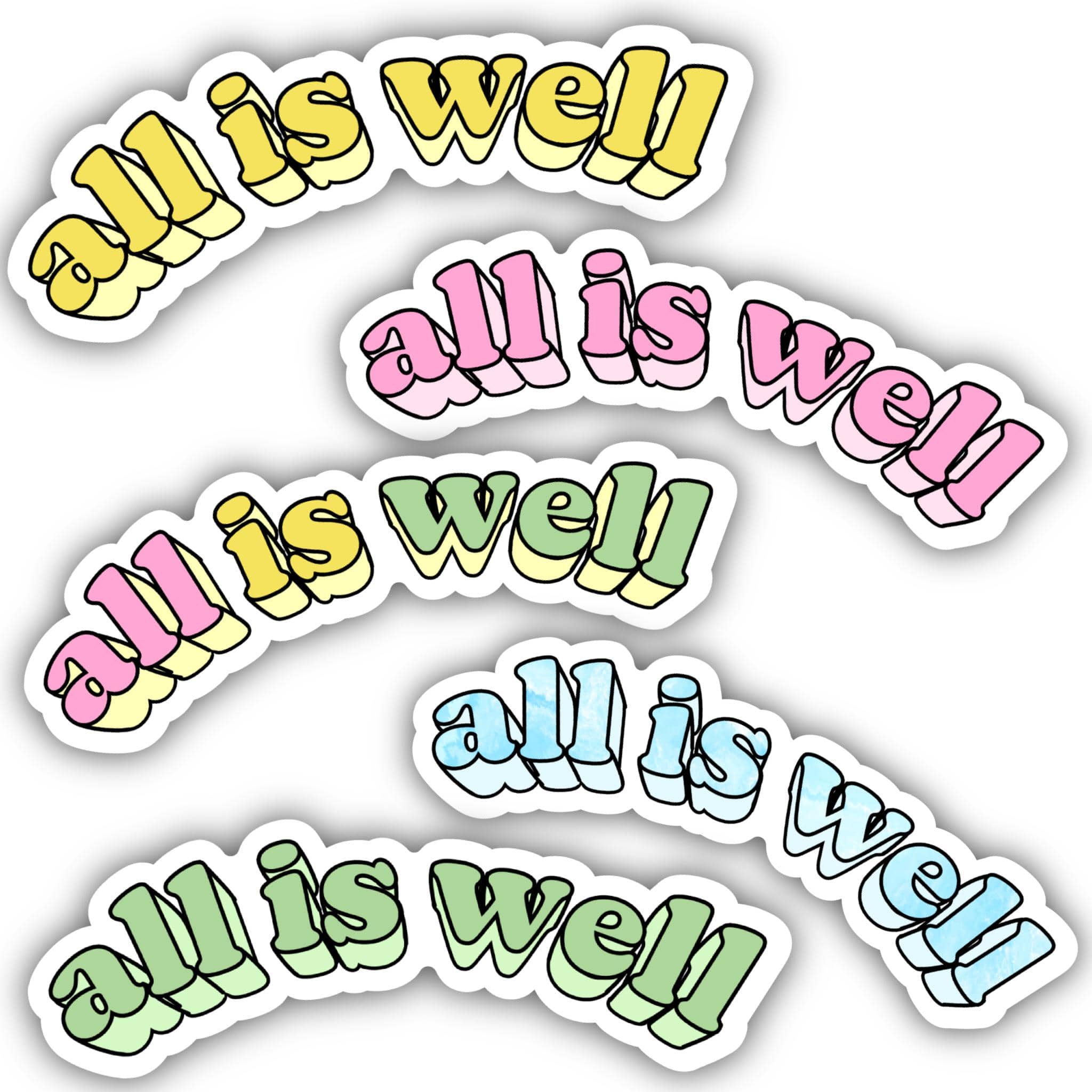  All Is Well Curved Aesthetic Sticker 5 Pack、mySite、ghnorth
