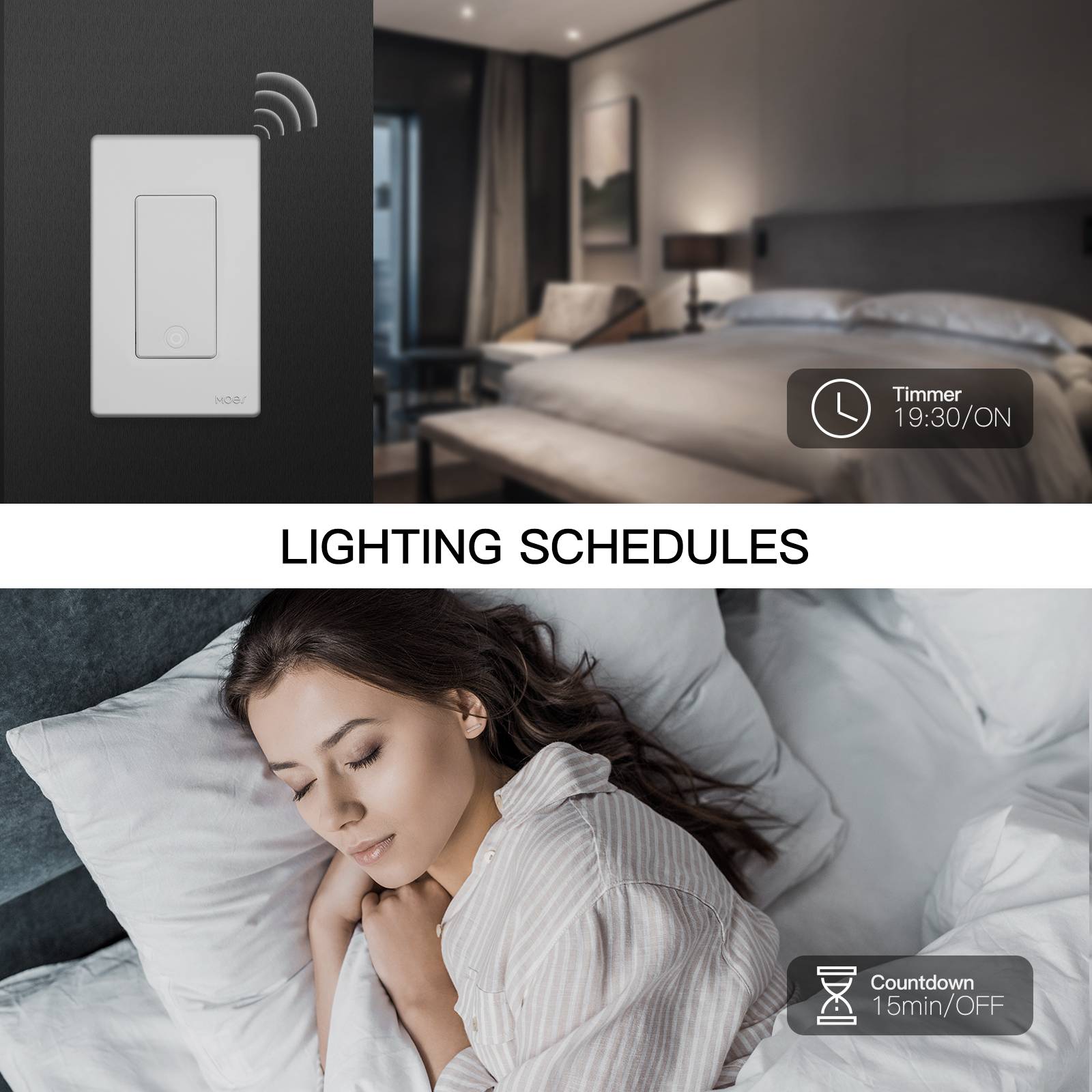 MOES Star Ring ZigBee Smart Light Switch Single Pole, No Neutral Required, No Capacitor、mySite、fannypackpong