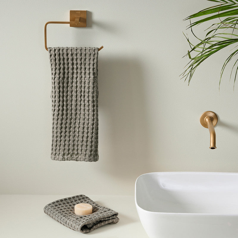 Cotton Bamboo Hand Towel | Waffle | Ash、mySite、camillekostekn