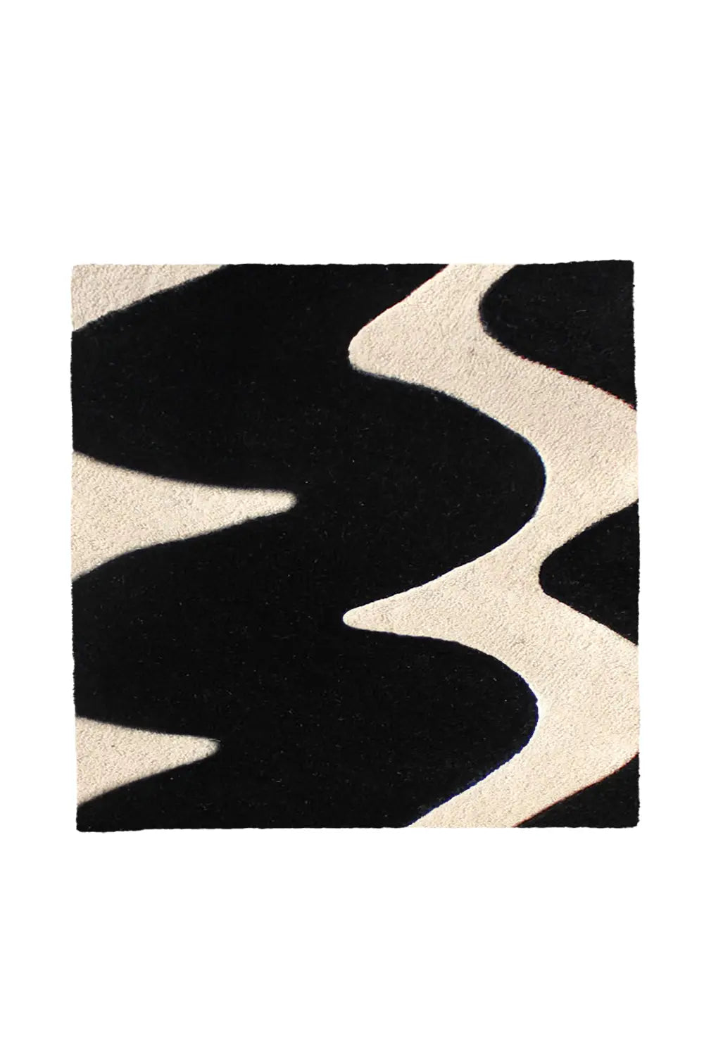 Black and White Zig Zag Square Hand Tufted Wool Rug、mySite、gigharbornorthrealestate