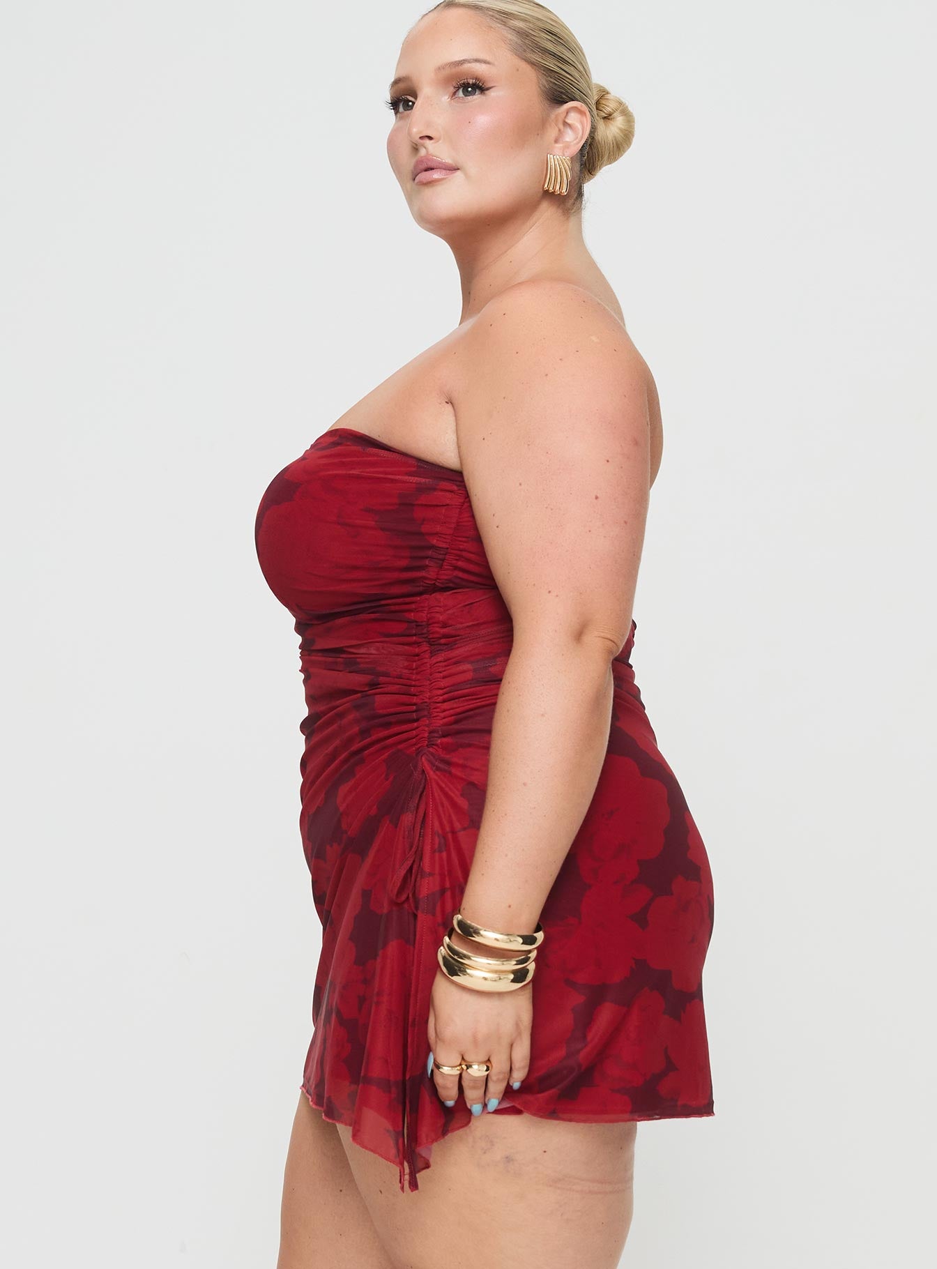 Donelli Mini Dress Burgundy / Red Floral Curve、mySite、solidvoid