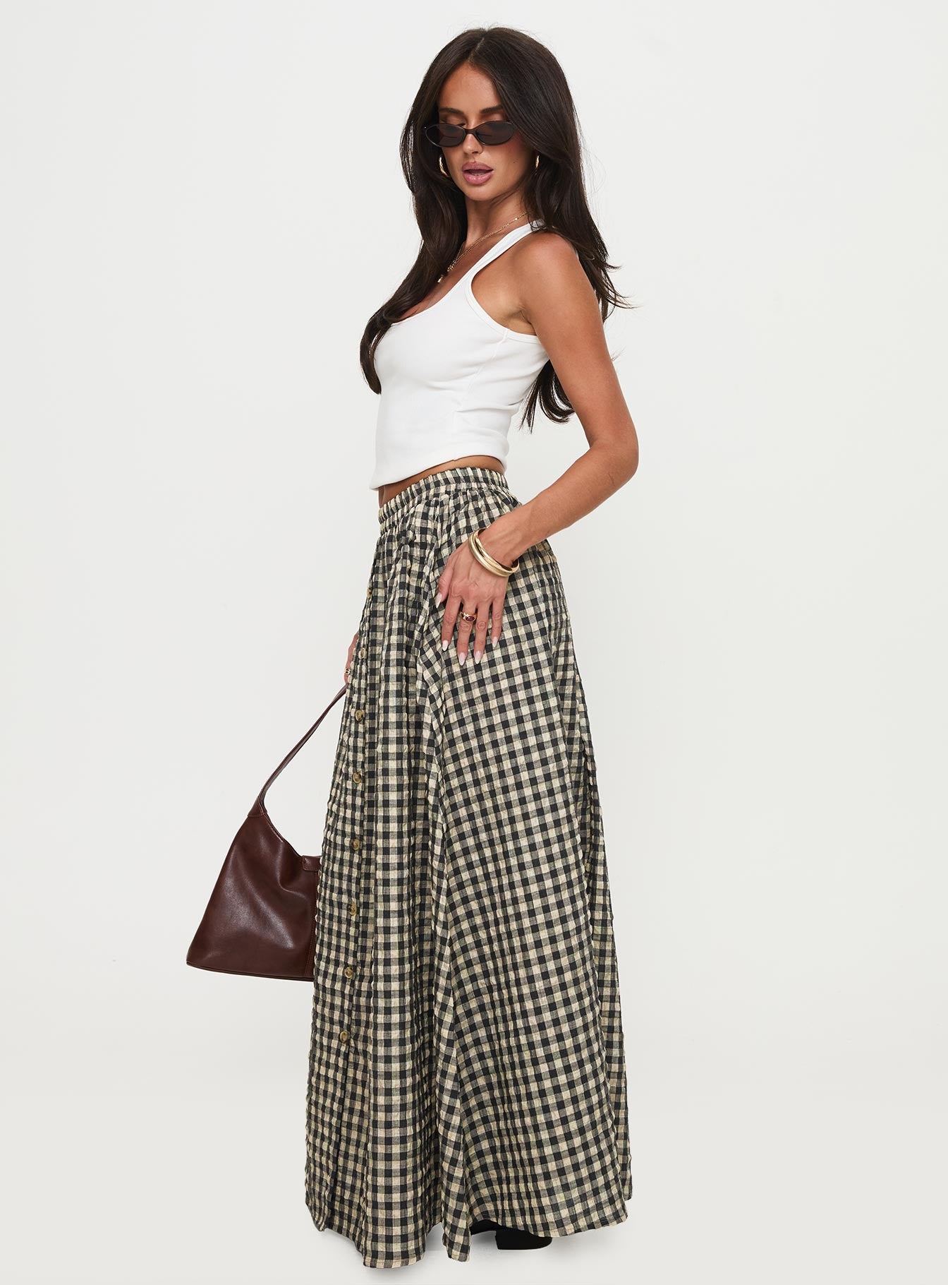 Cartmel Check Maxi Skirt Black / Cream、mySite、solidvoid