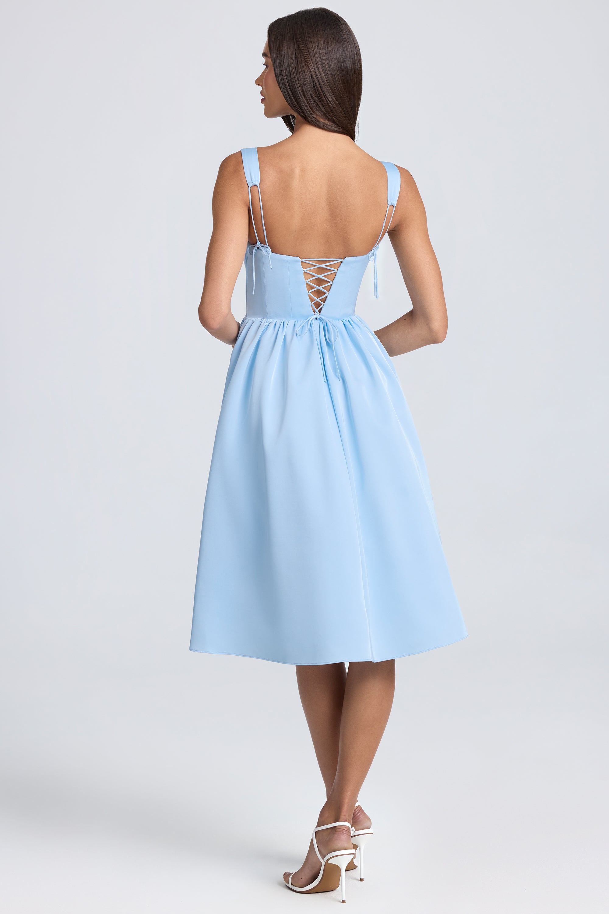 Draped Corset Midaxi Dress in Powder Blue、mySite、solidvoid