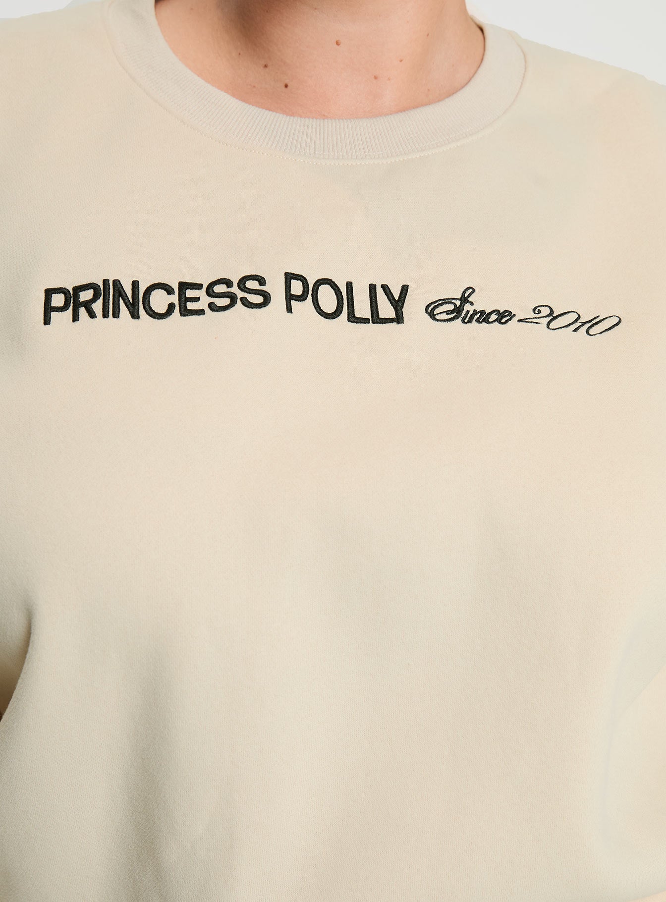 Princess Polly Crew Neck Sweatshirt Block / Cursive Text Stone Curve、mySite、solidvoid